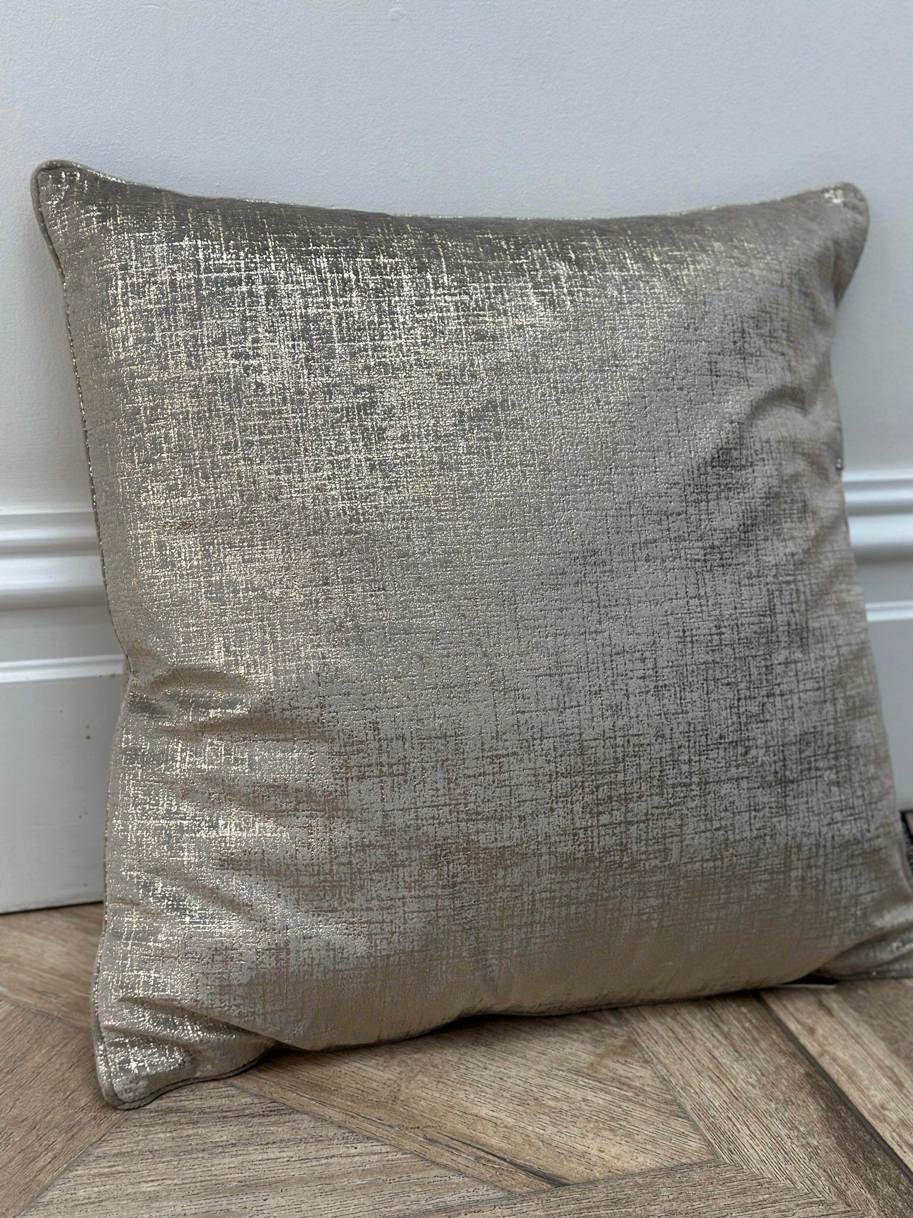 Metallic Taupe/Gold Feather Cushion