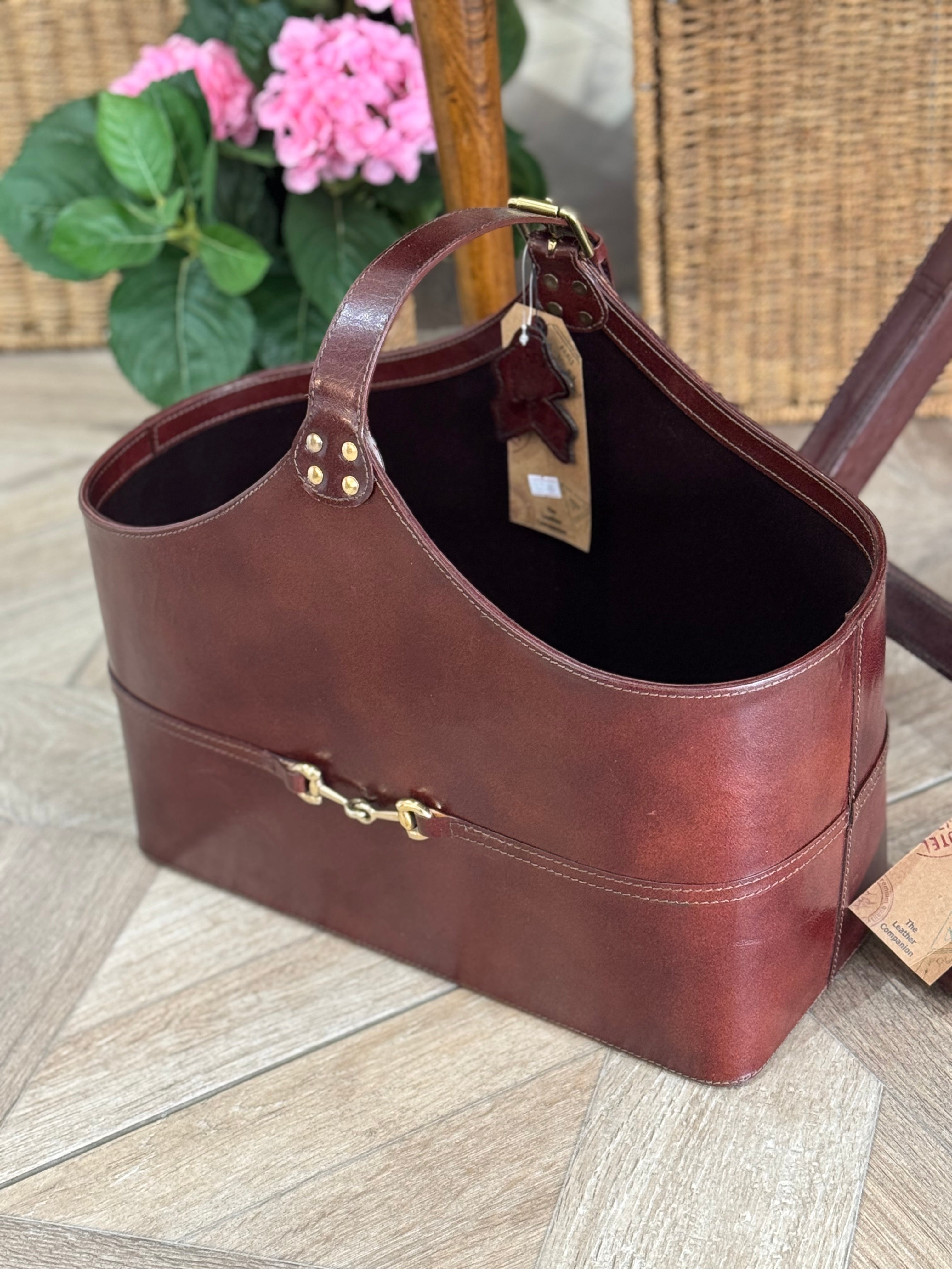 Tan Leather Magazine Holder