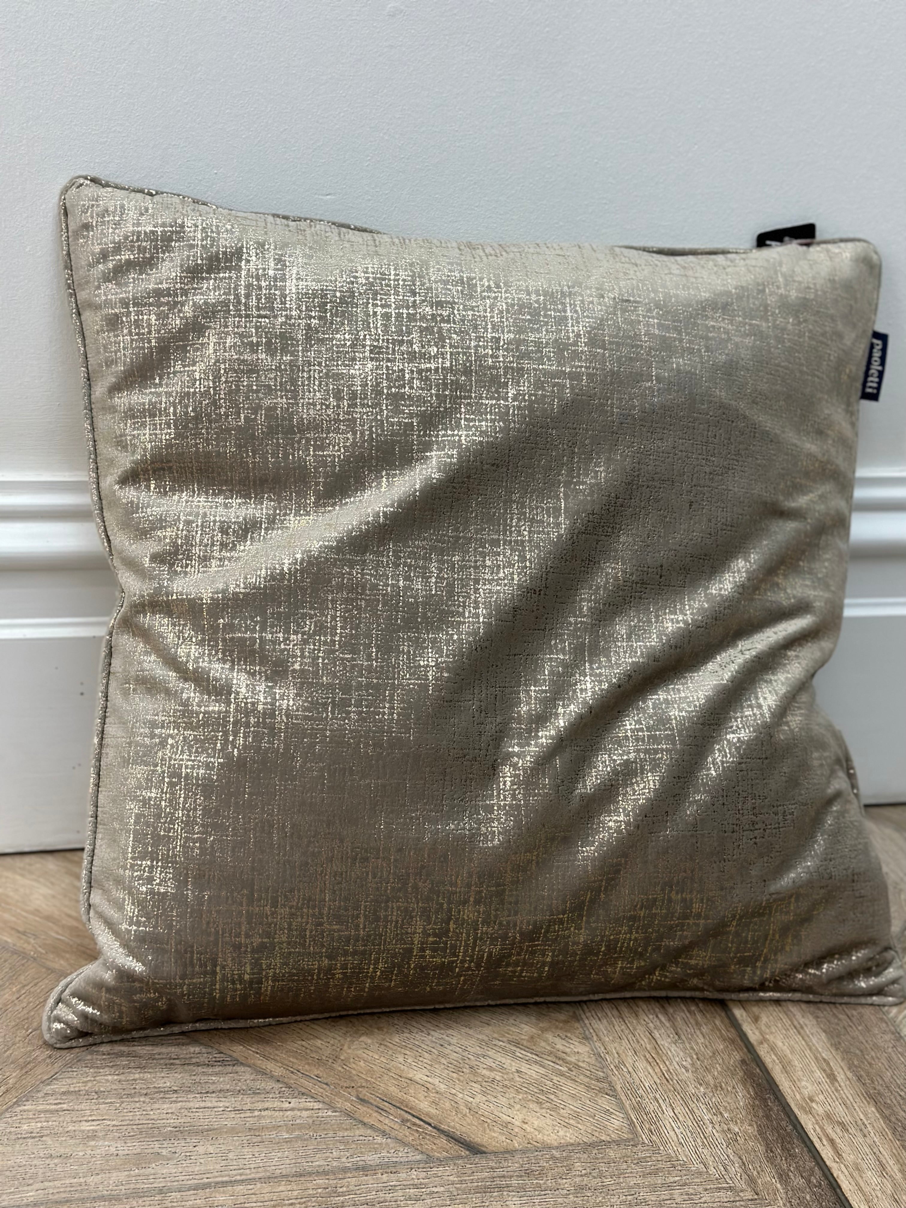 Metallic Taupe/Gold Feather Cushion