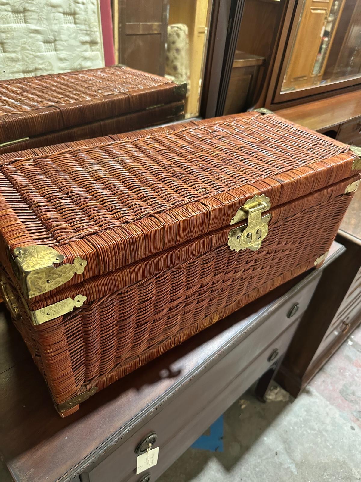 Wicker Storage Chest with Metal Corner Detailing