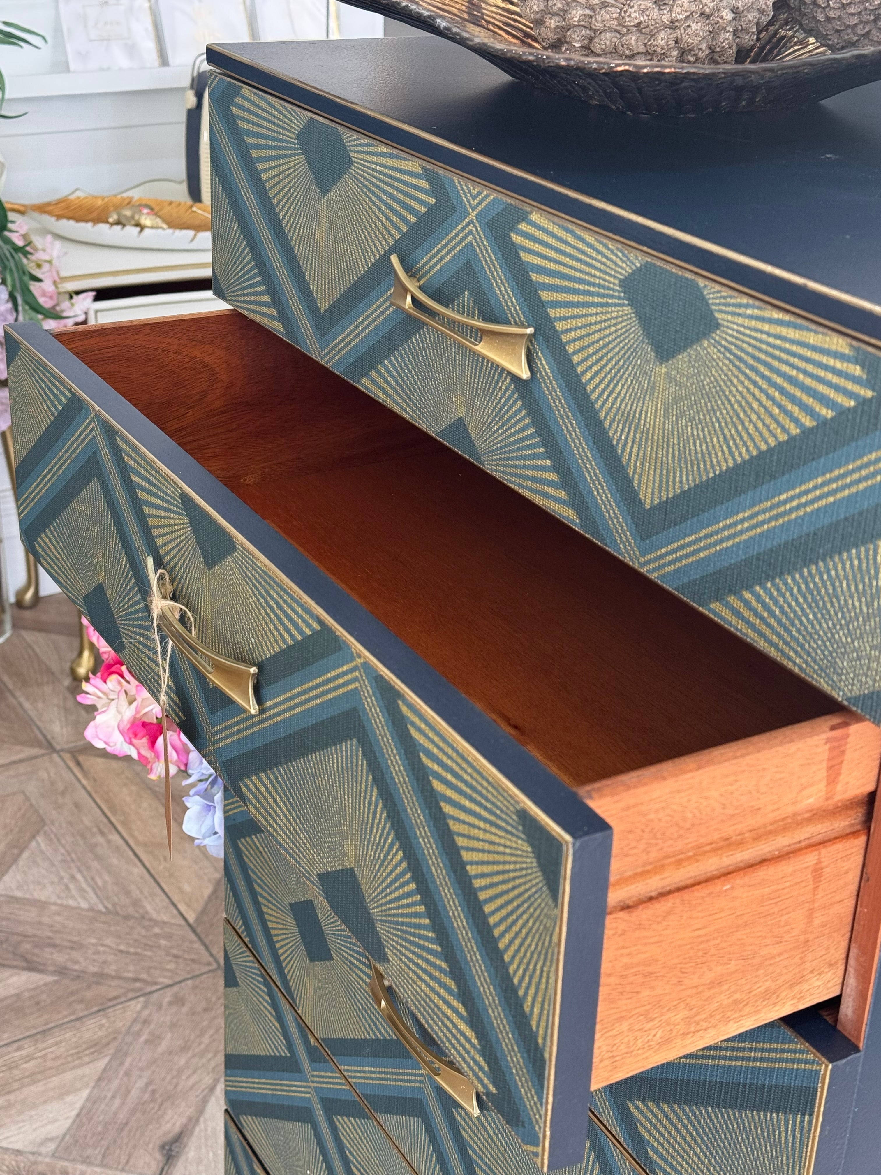 Gatsby Tall Geometric Upcycled Set of Drawers