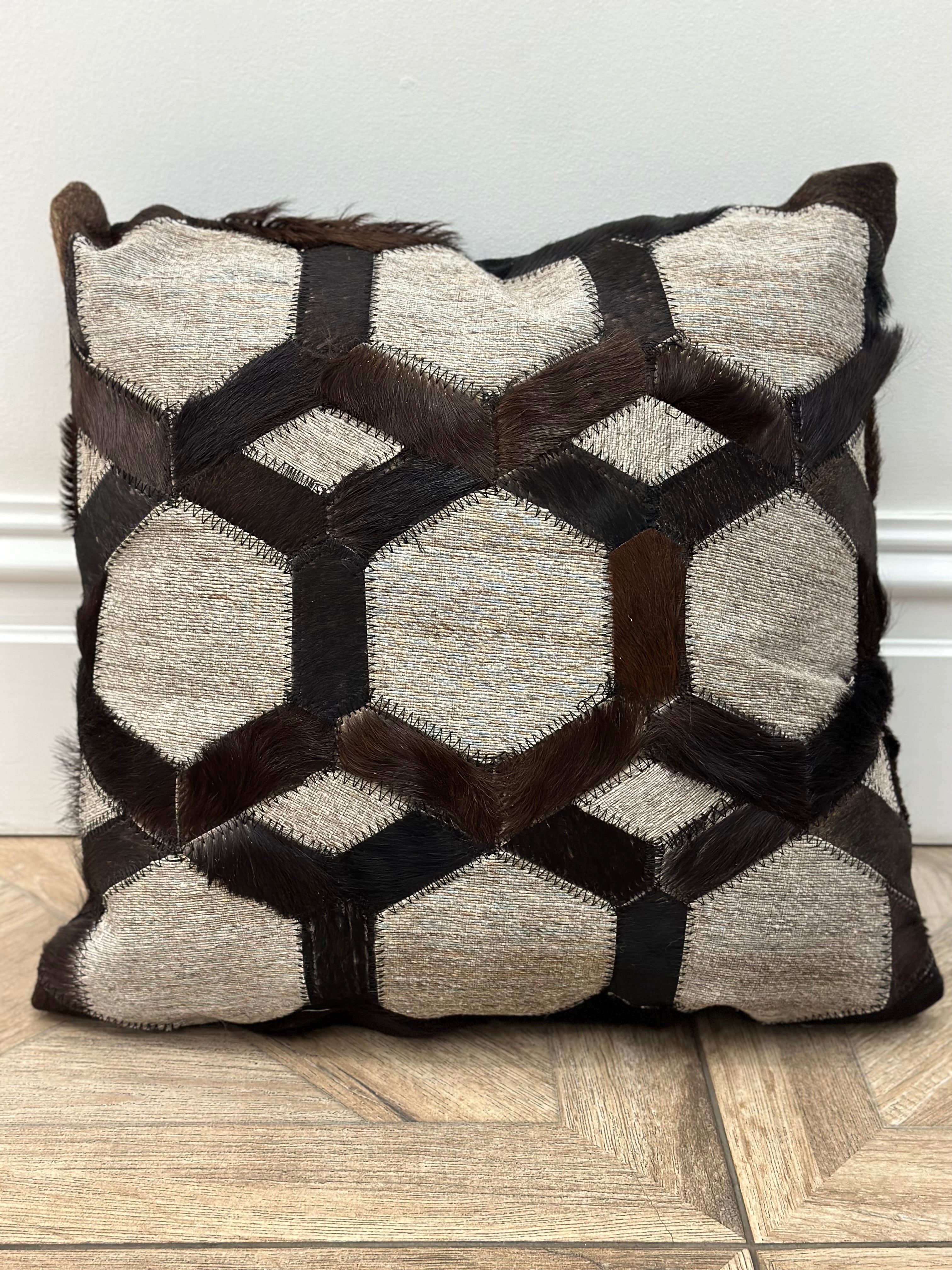 Leather Patchwork Cushion