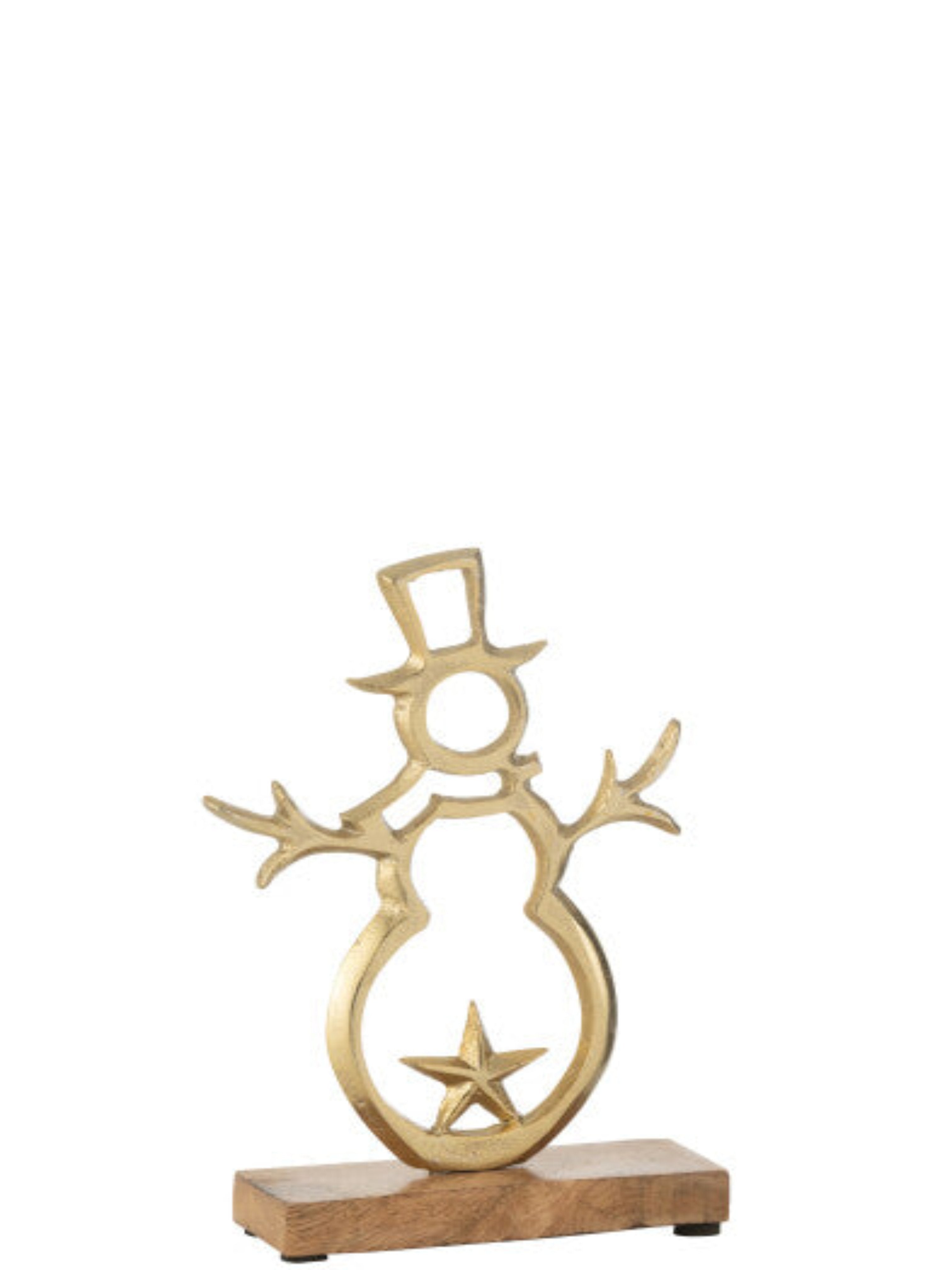 Snowman Star ornament on wooden stand