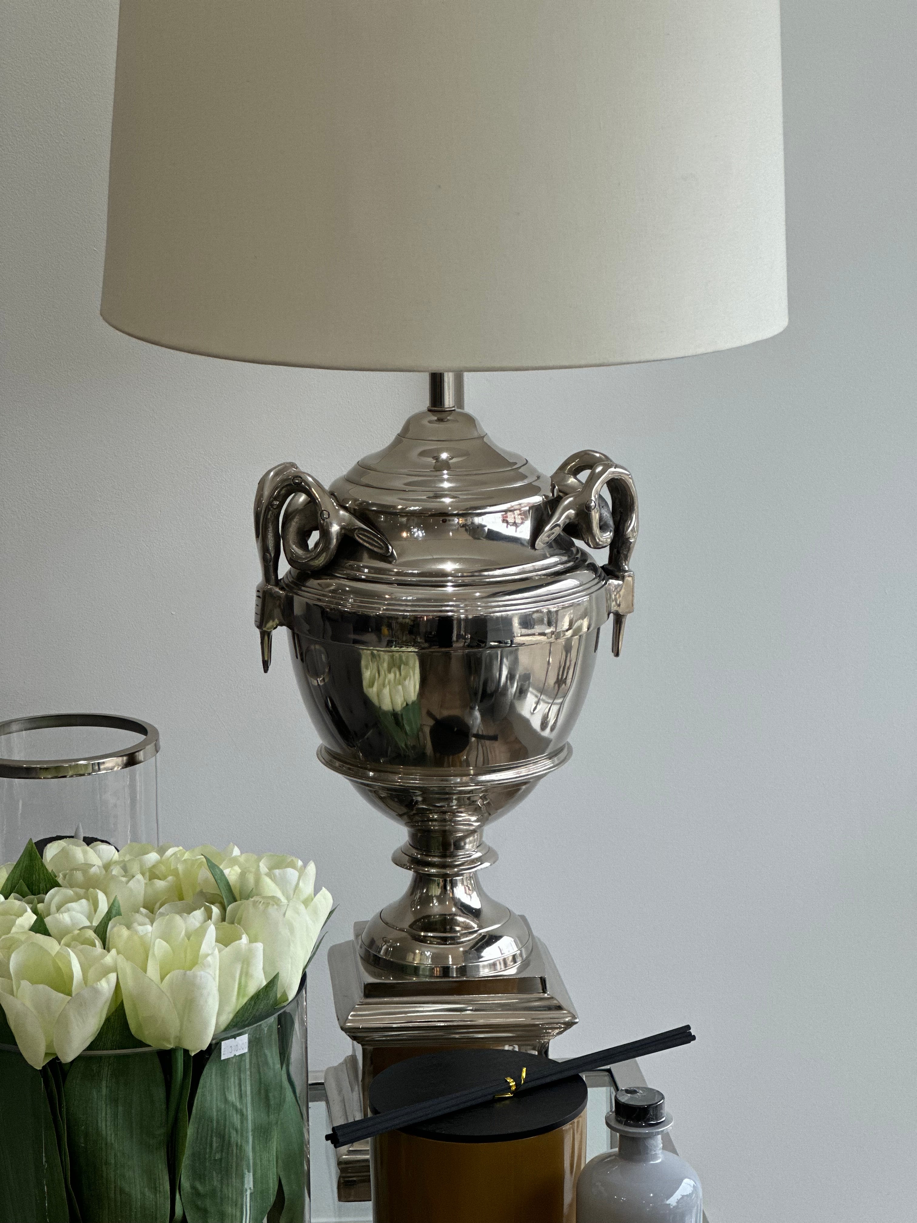 Chrome Table Lamp with Cream Shade
