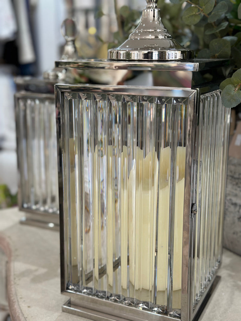 silver crystal lantern