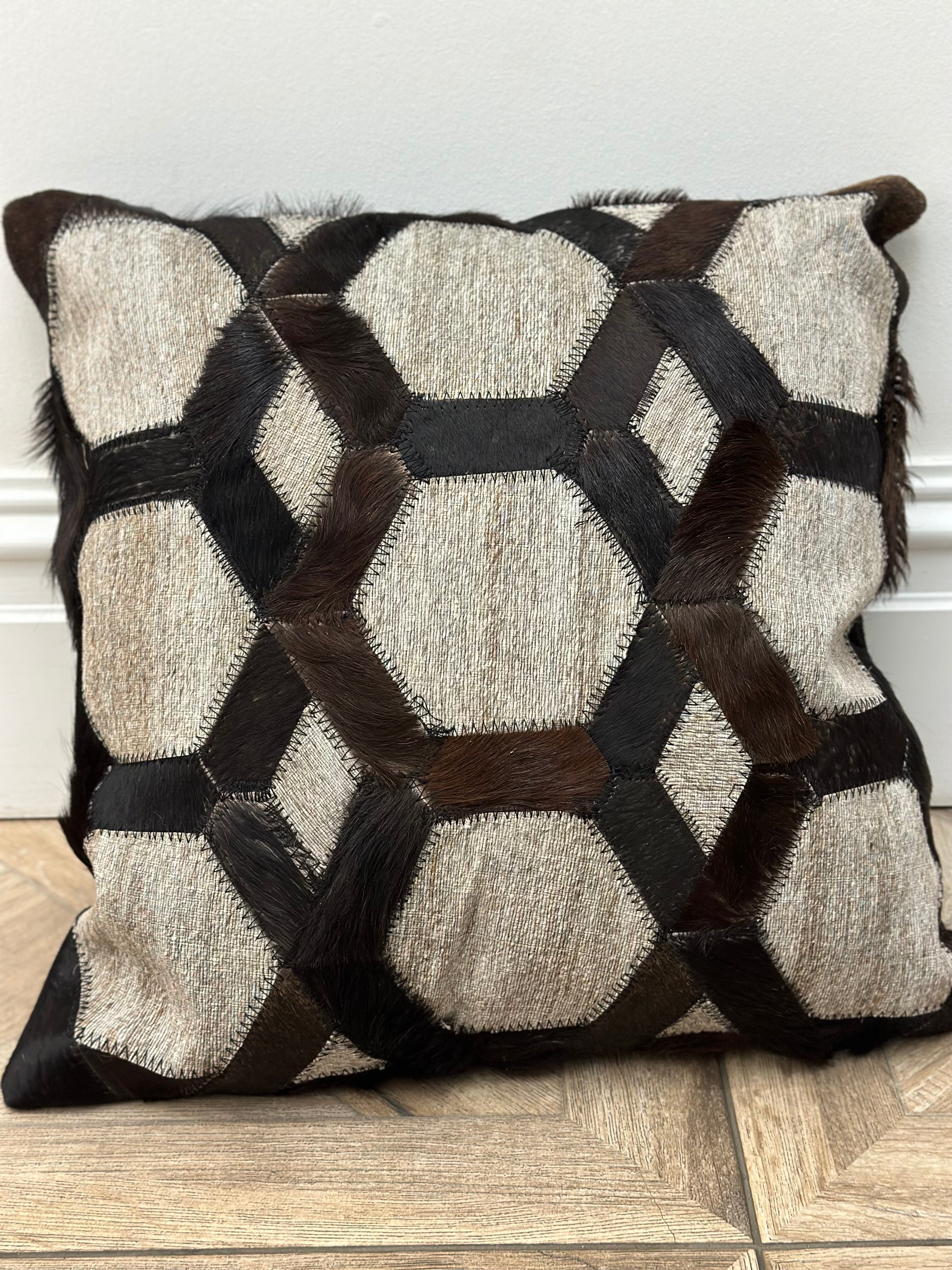 Leather Patchwork Cushion