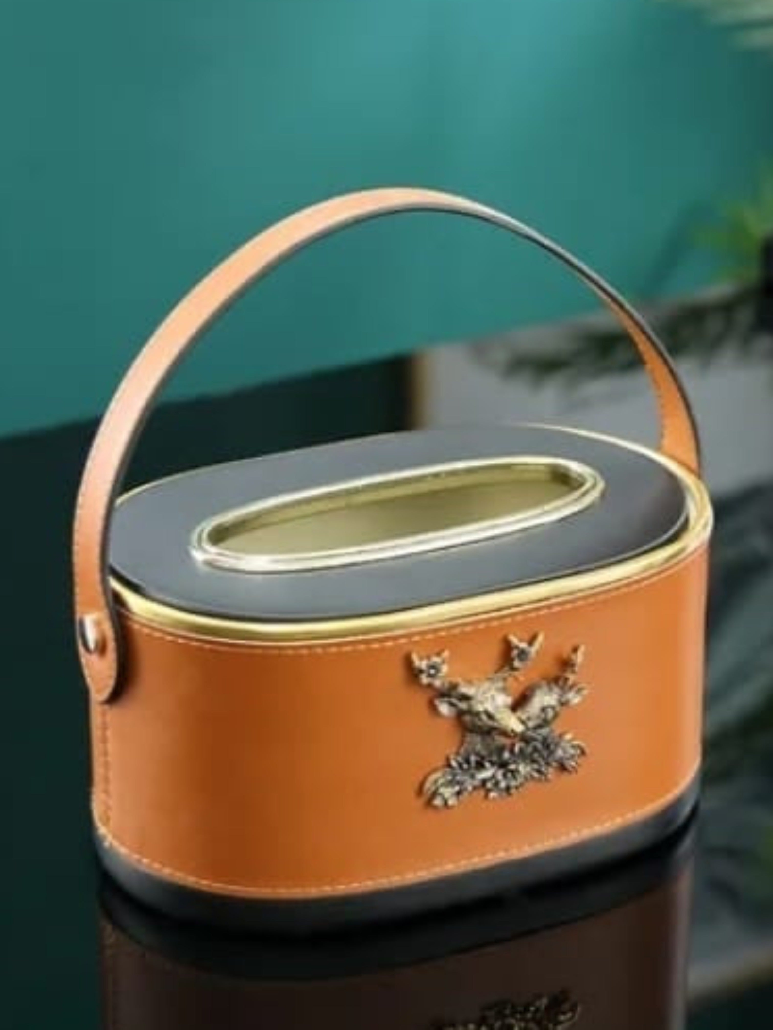 Leather Stag Tissue Box