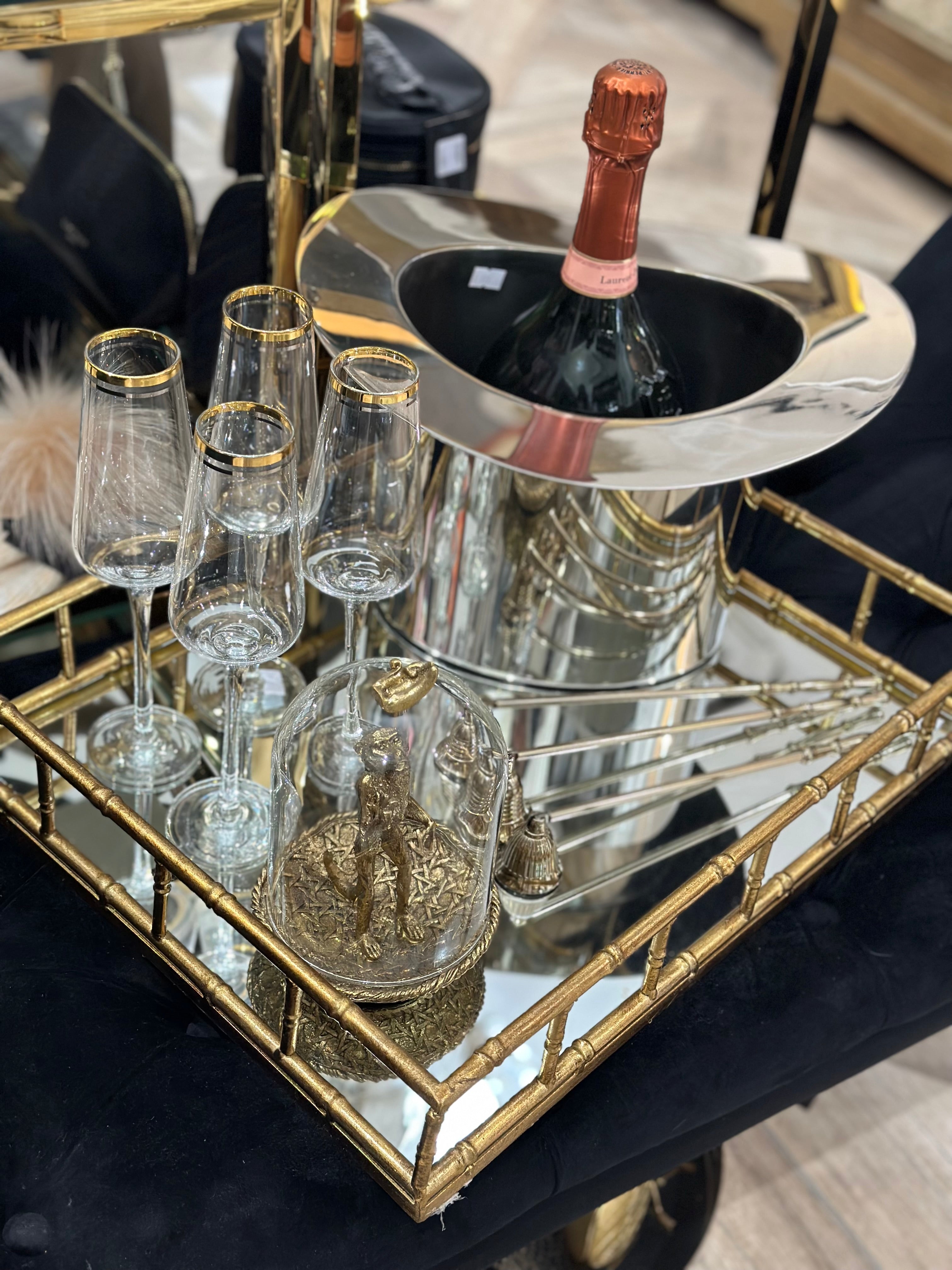 Gold bamboo mirrored tray