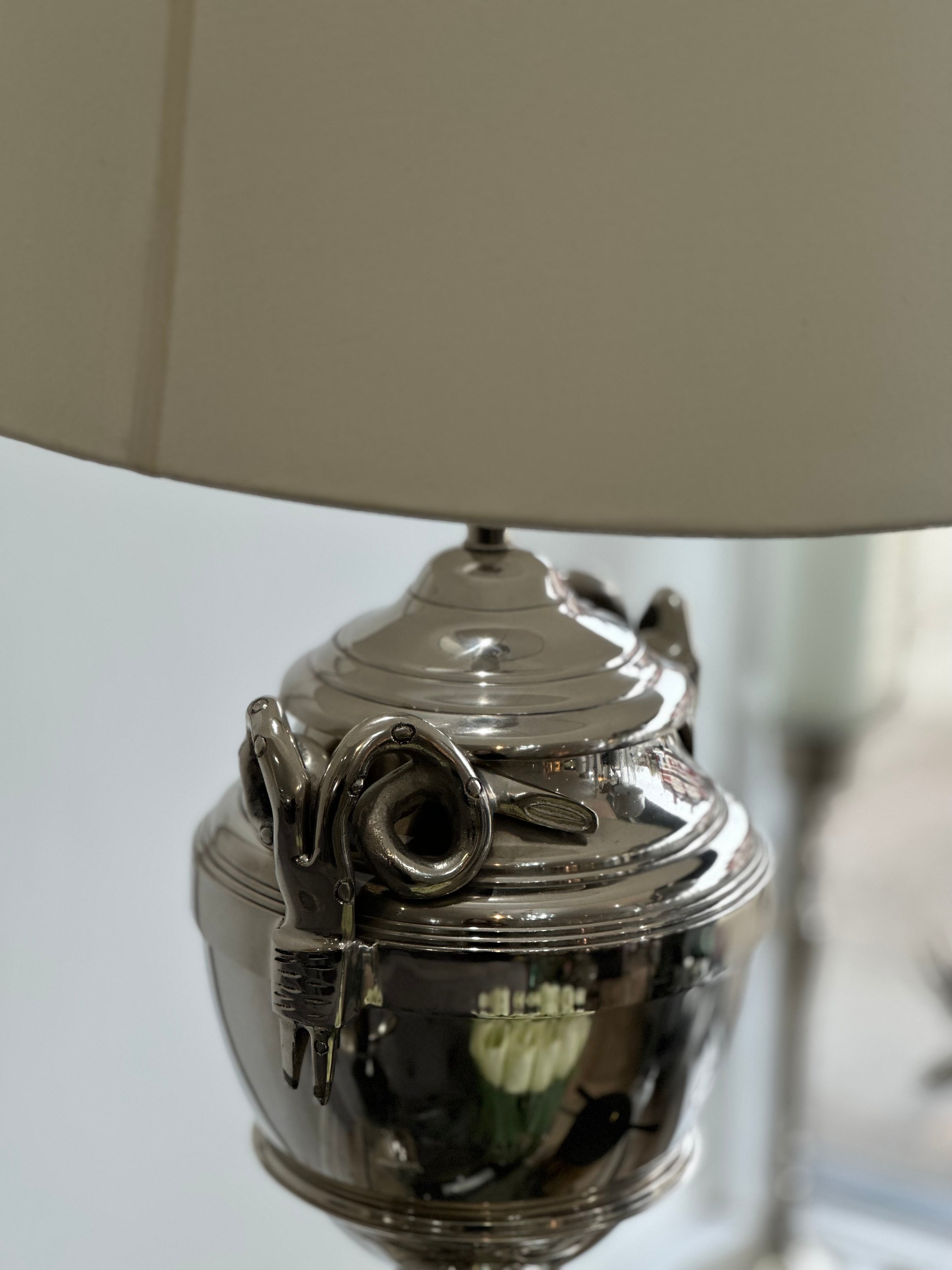 Chrome Table Lamp with Cream Shade