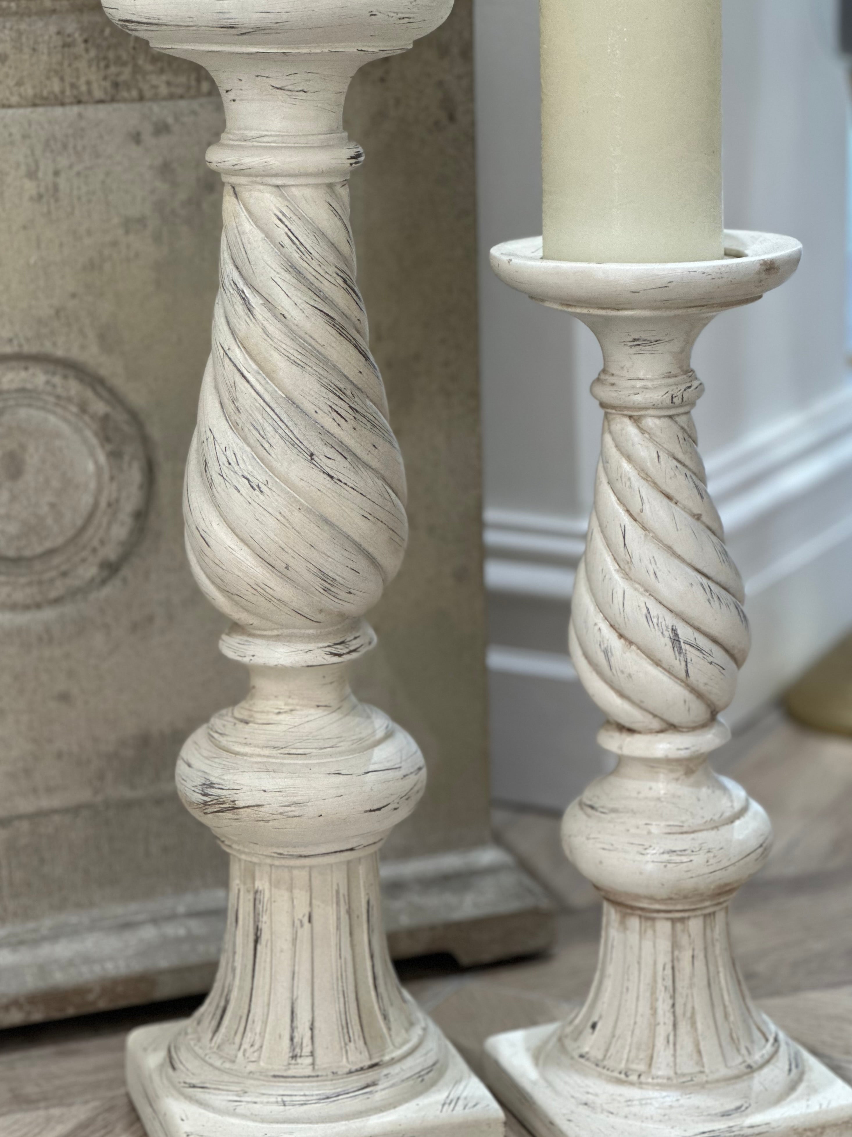 Antique Ivory Twisted Candle Column