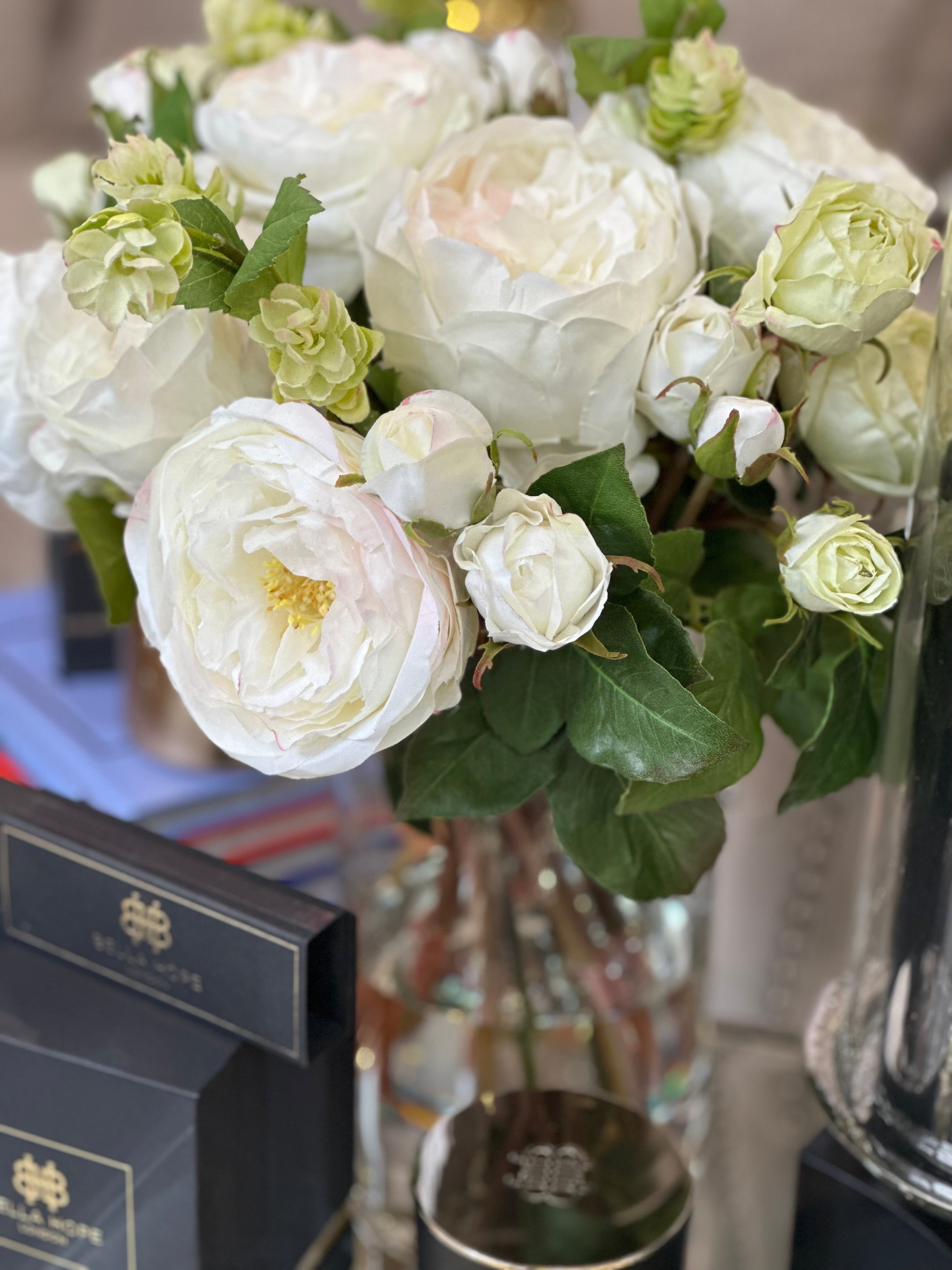 Faux White Rose and Hops Arrangement