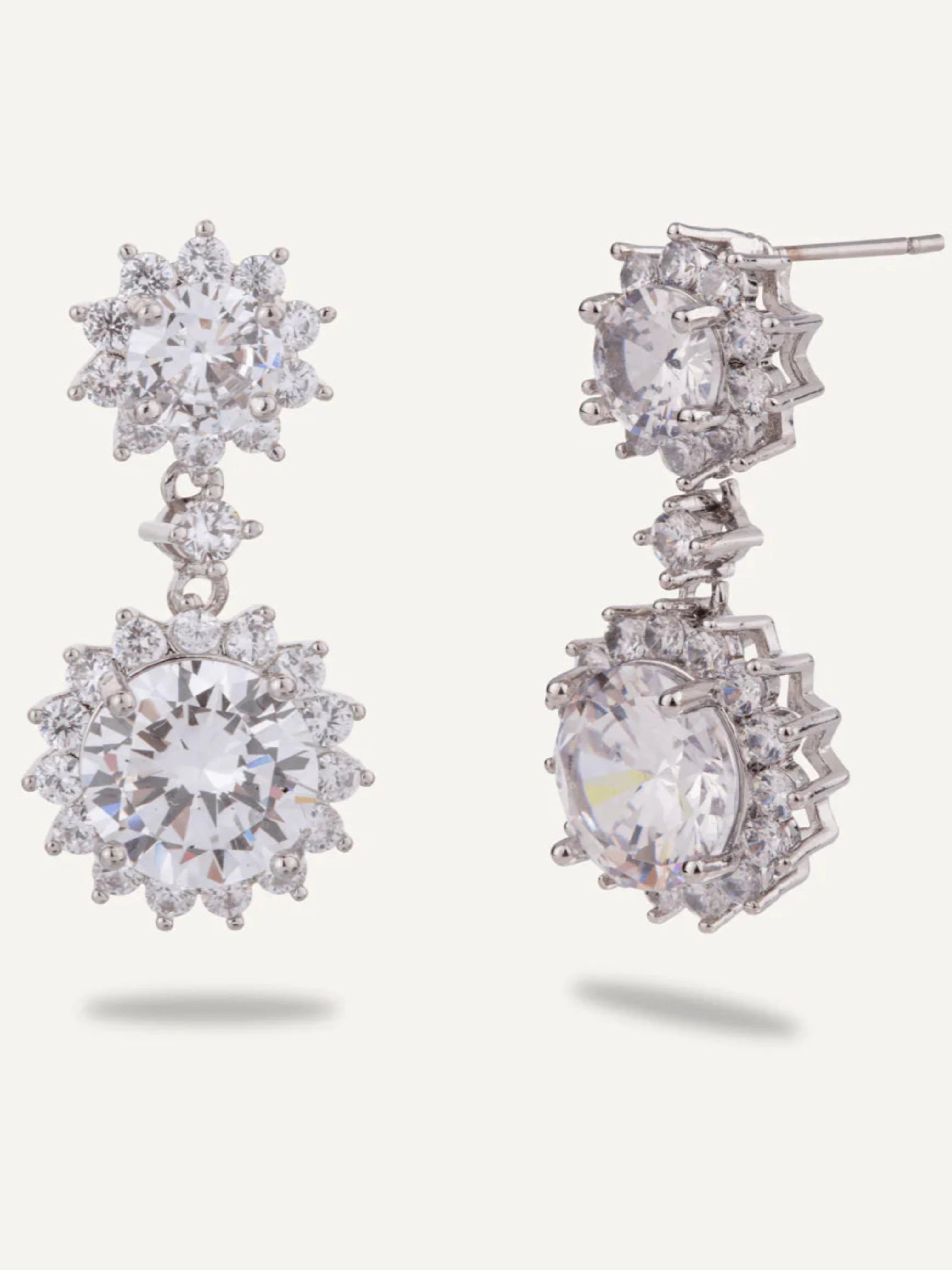 Elizabeth Cubic Zirconia Post Double Earrings