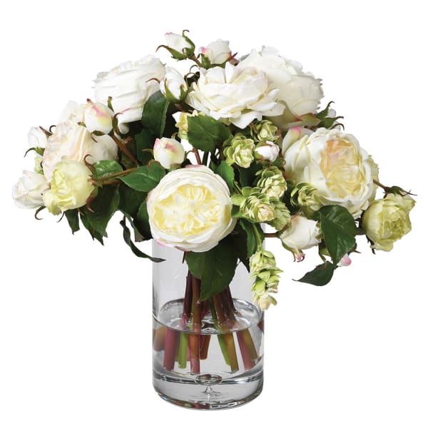 Faux White Rose and Hops Arrangement