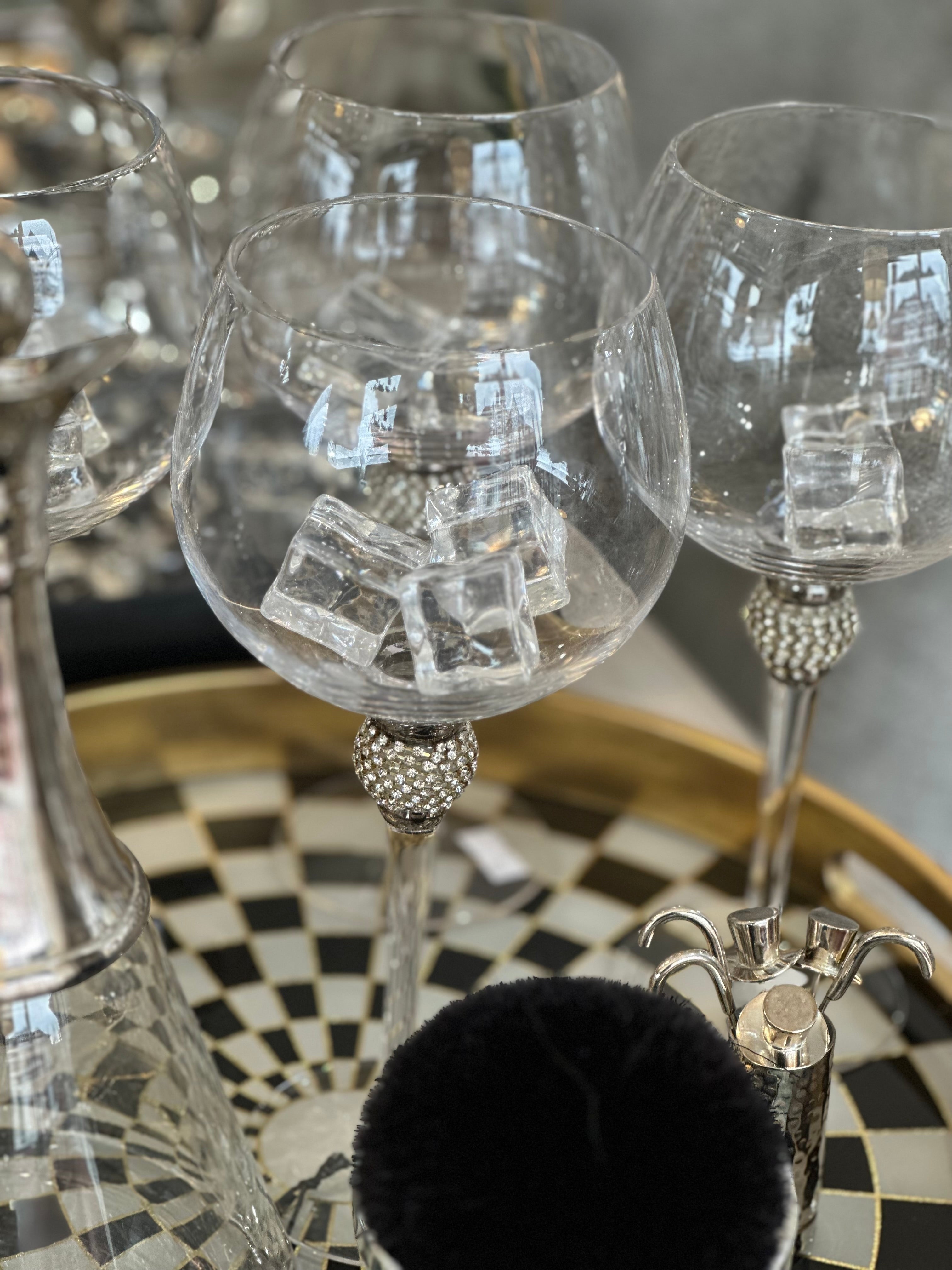 Silver Diamanté Ball Gin Glass