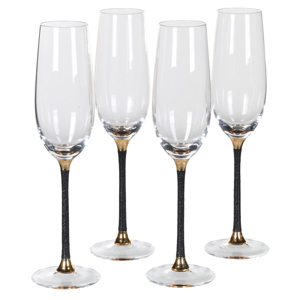 Black Glitter Stem Champagne Flute