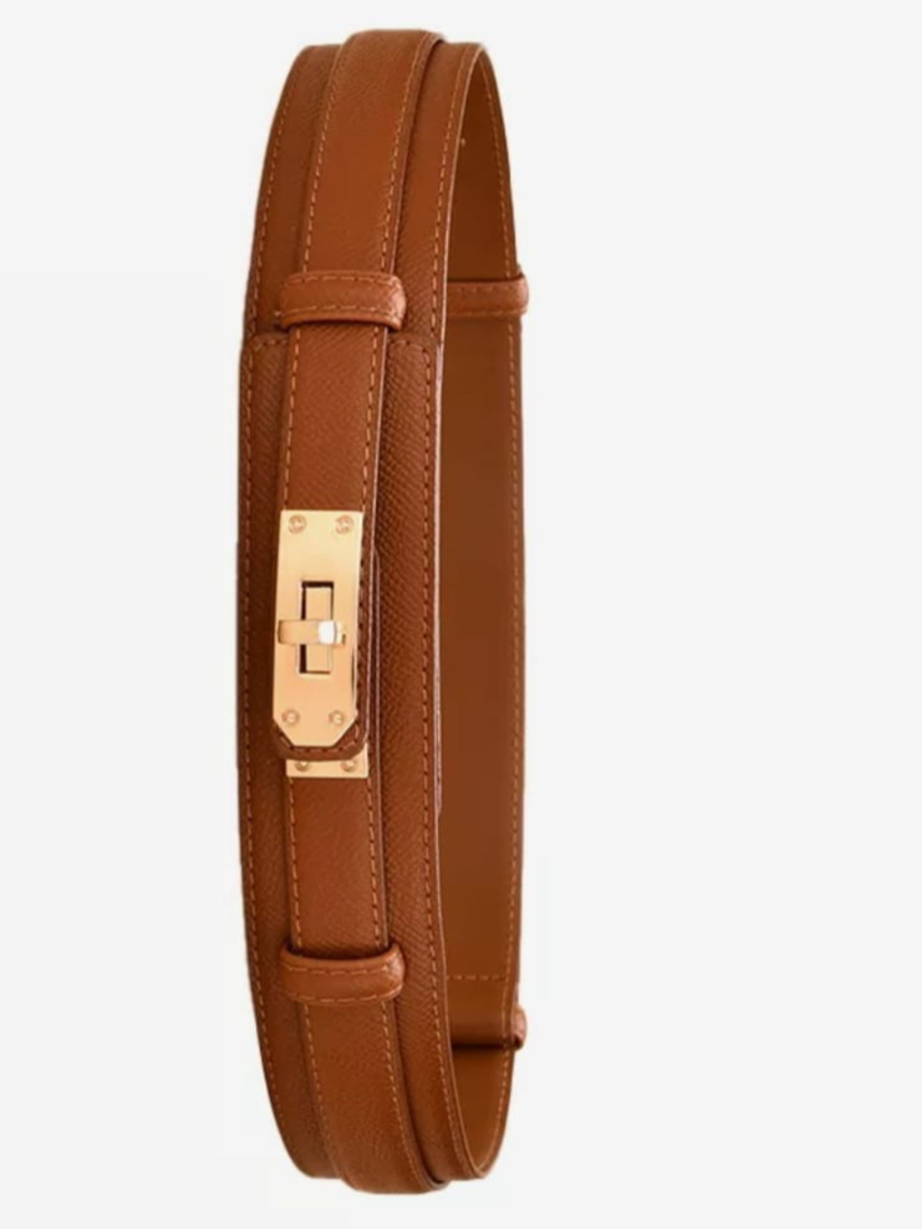 Twist-Lock Adjustable Faux Leather Wide Belt