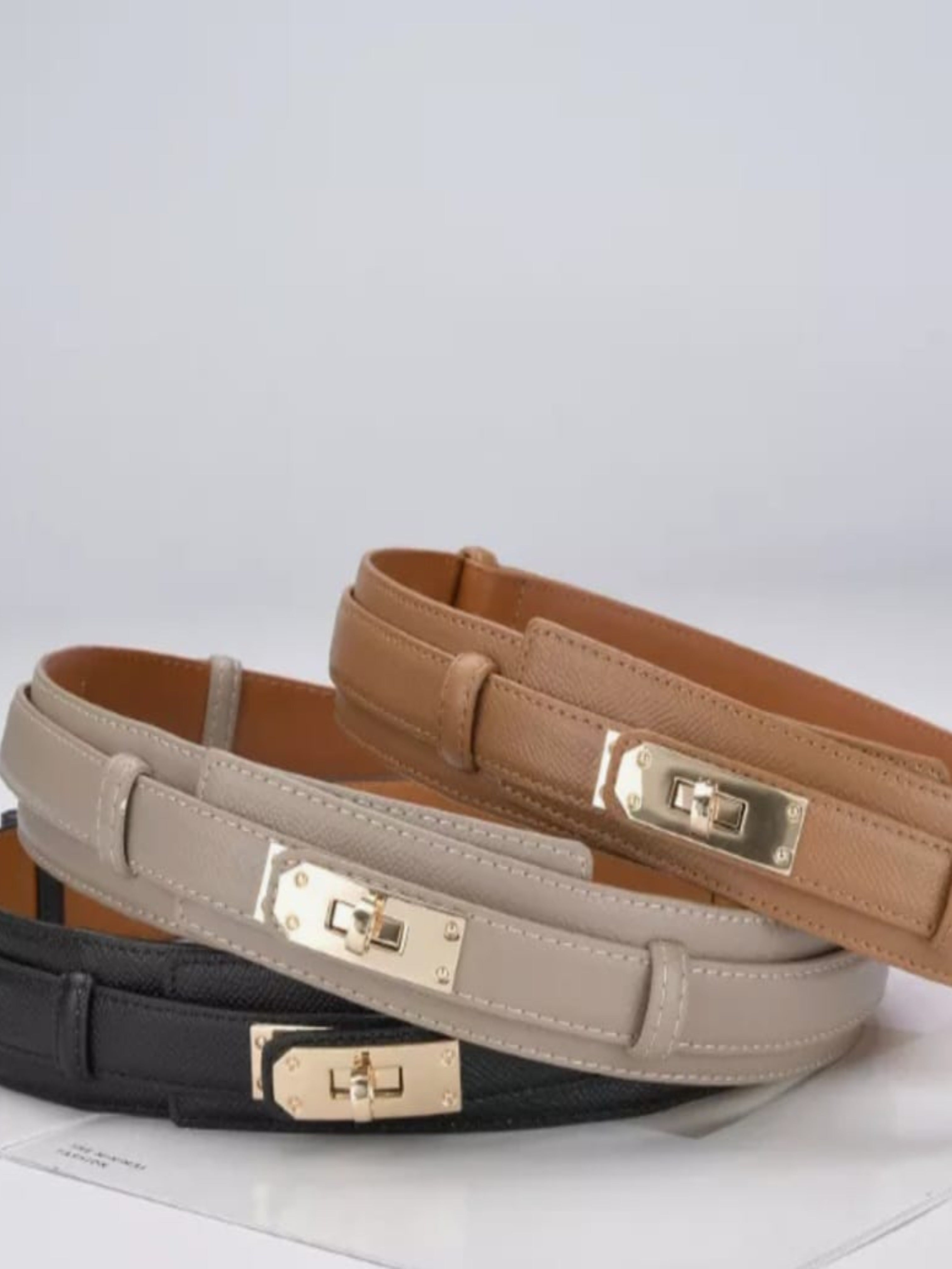 Twist-Lock Adjustable Faux Leather Wide Belt