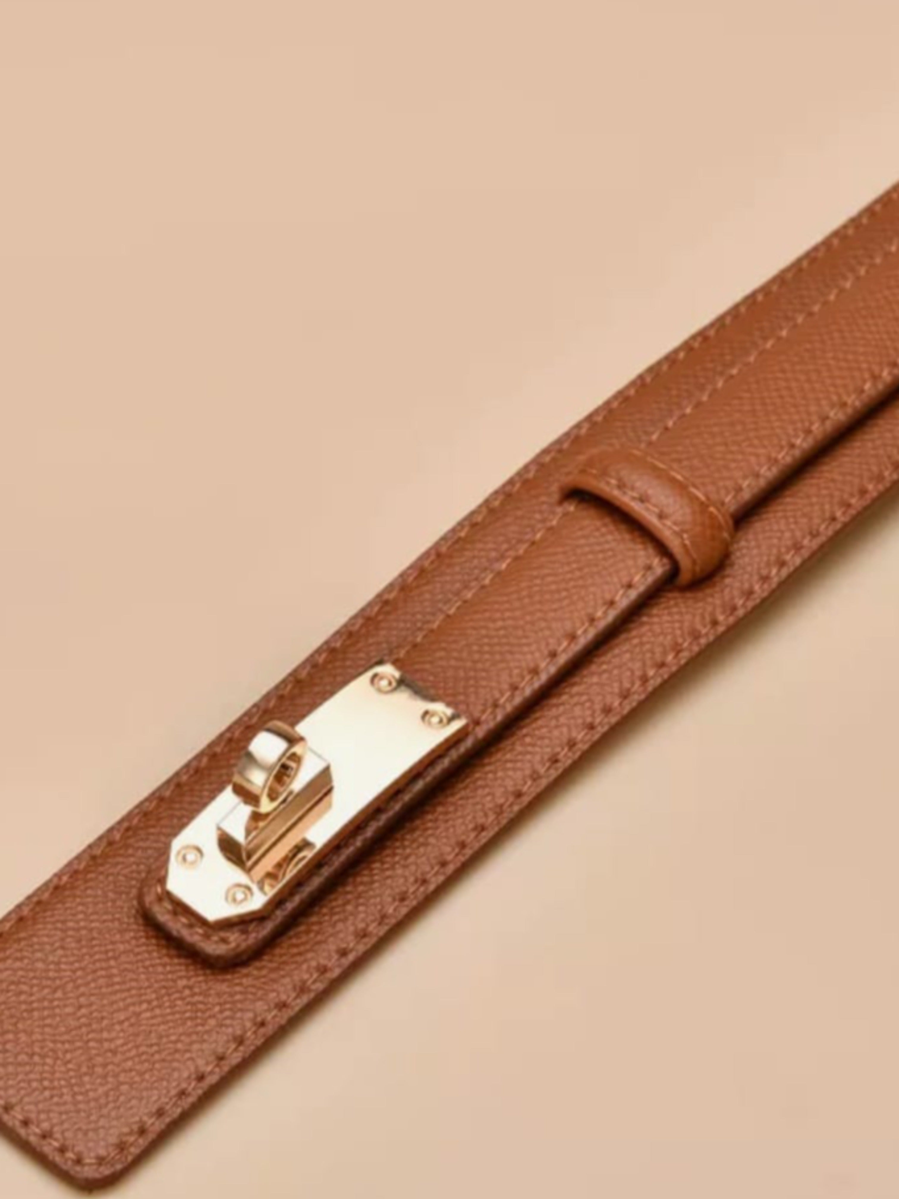 Twist-Lock Adjustable Faux Leather Wide Belt