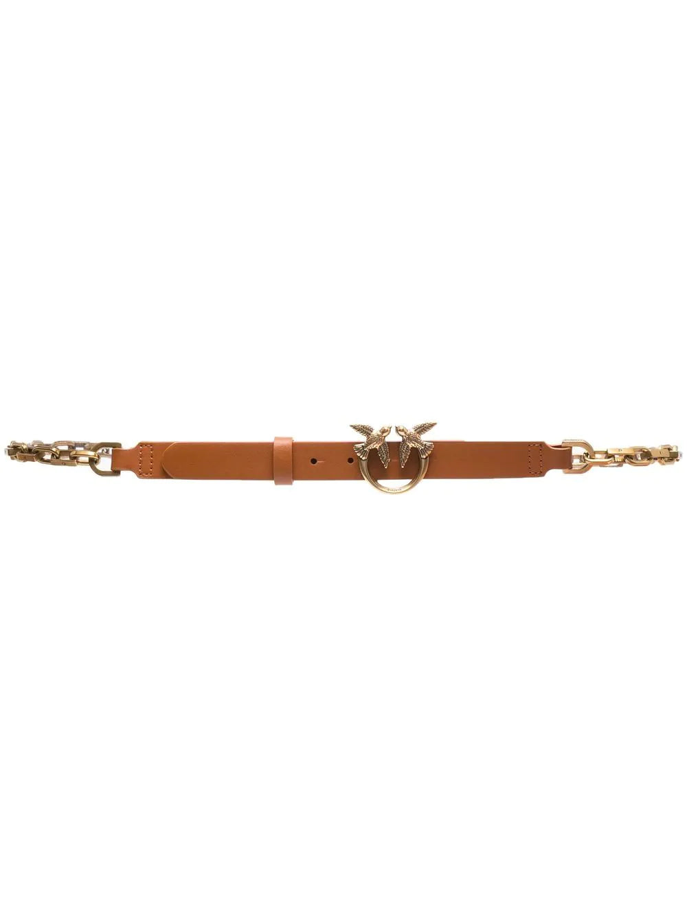 Pinko Love Day Small Chain Belt in Camel Brown