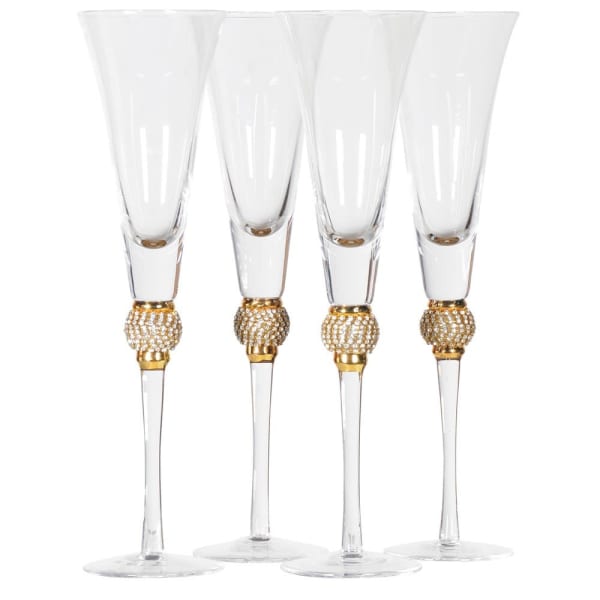 Gold Diamanté Ball Champagne Flute