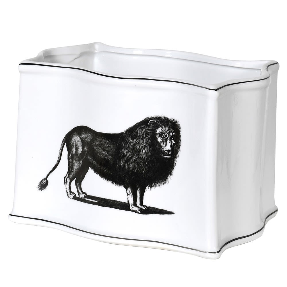 Rectangular White Lion Planter