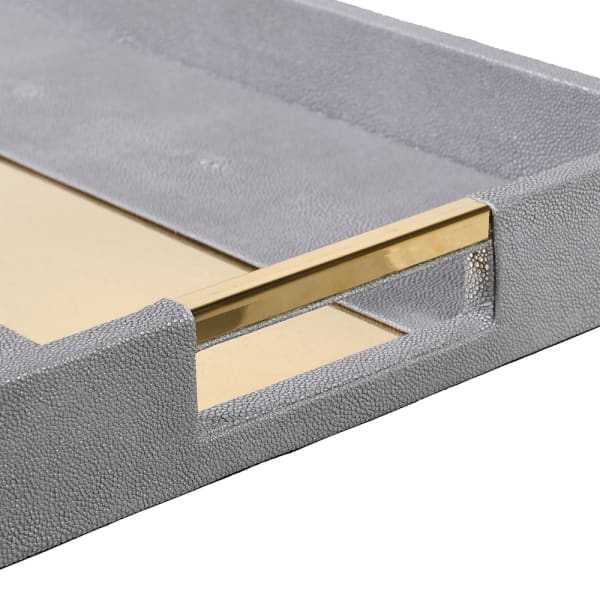 Faux Shagreen Tray with Gold Accent | Multiple Sizes