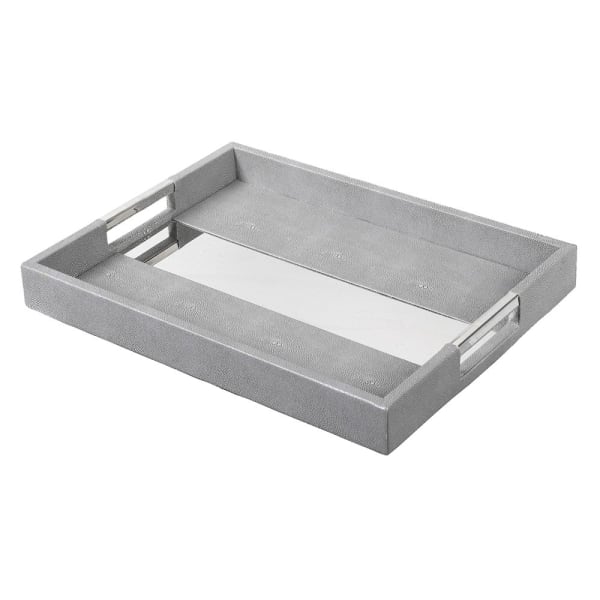 Faux Shagreen Tray with Silver Accent