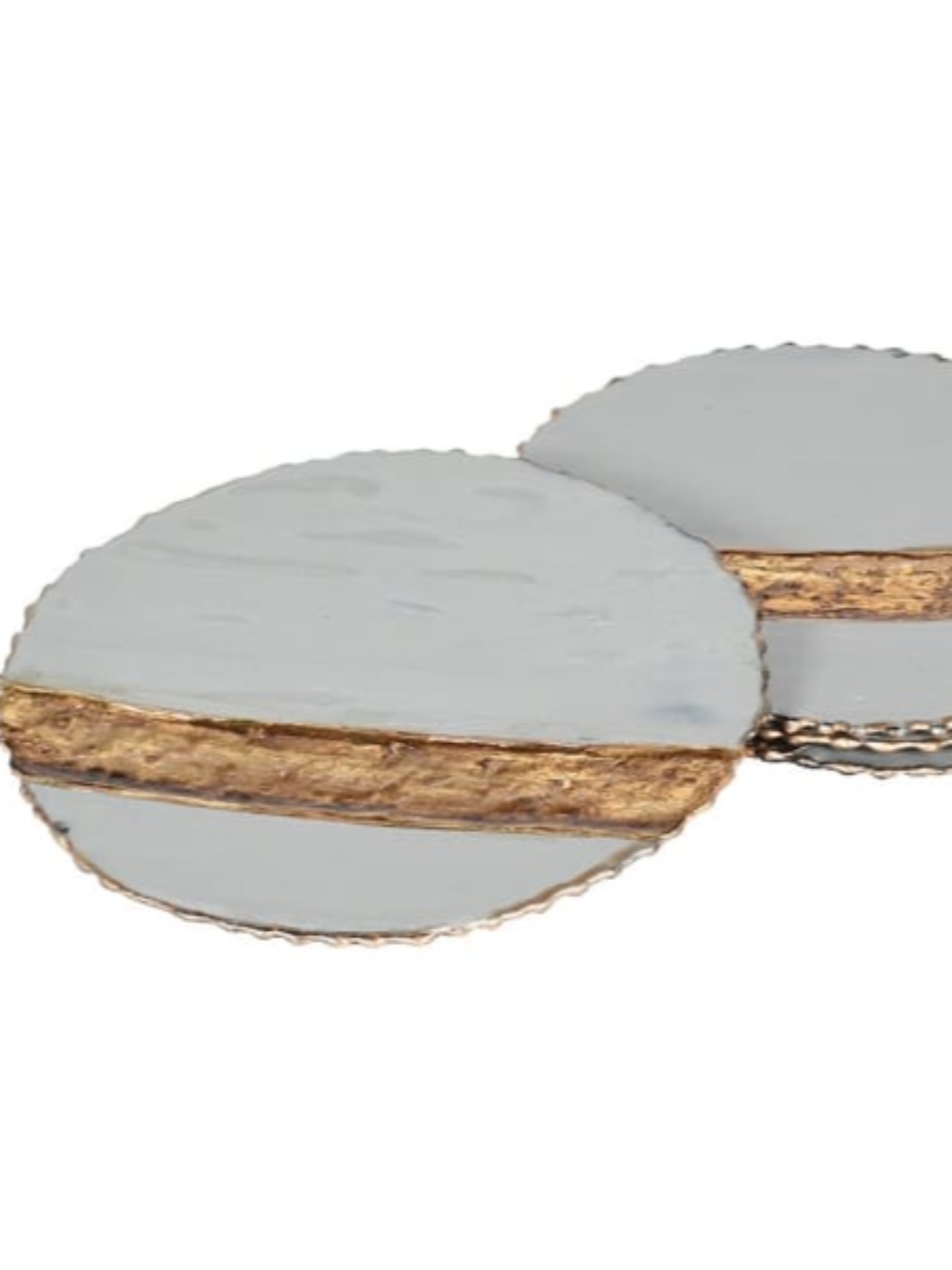 Set of Four Grey Enamel Coasters with Gold Detailing