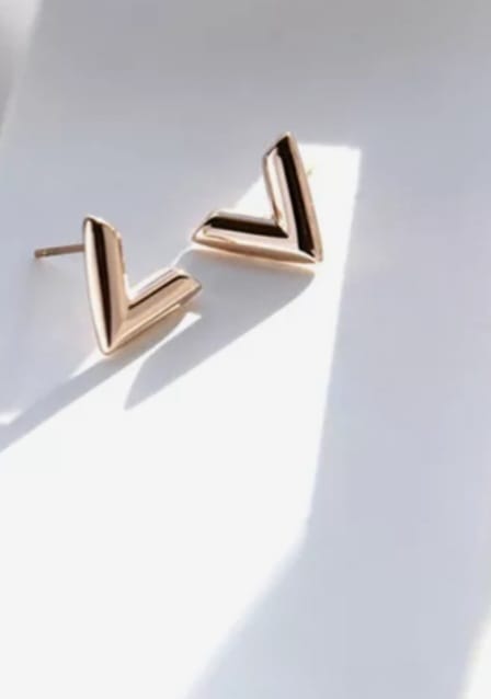 Gold Plated V Earrings