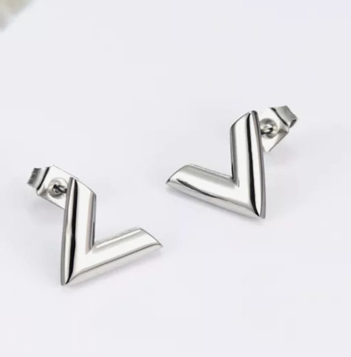 Silver Plated V Earrings