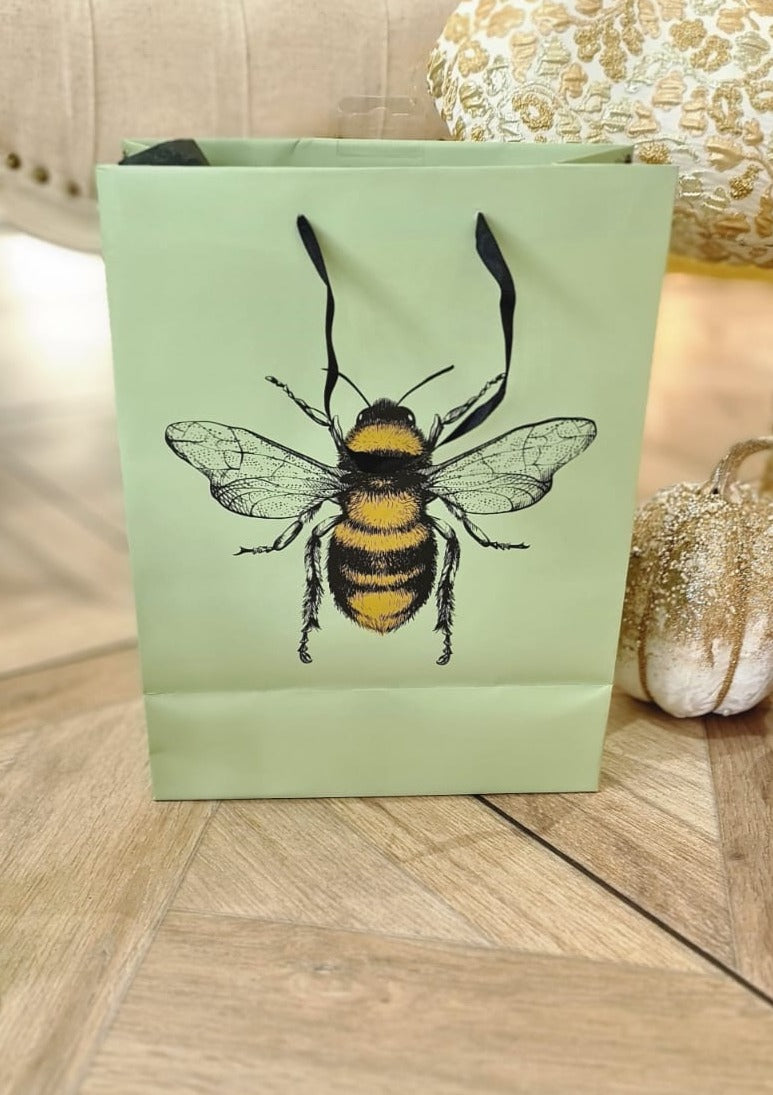 Golden Bee Green Gift Bag