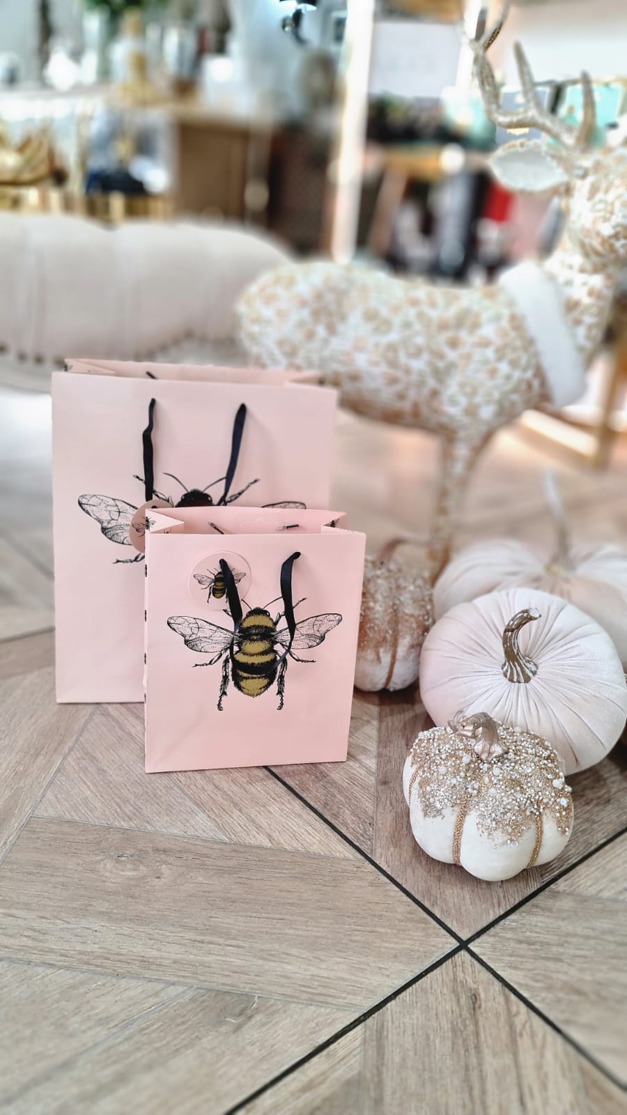 Golden Bee Pink Gift Bag | Multiple Sizes
