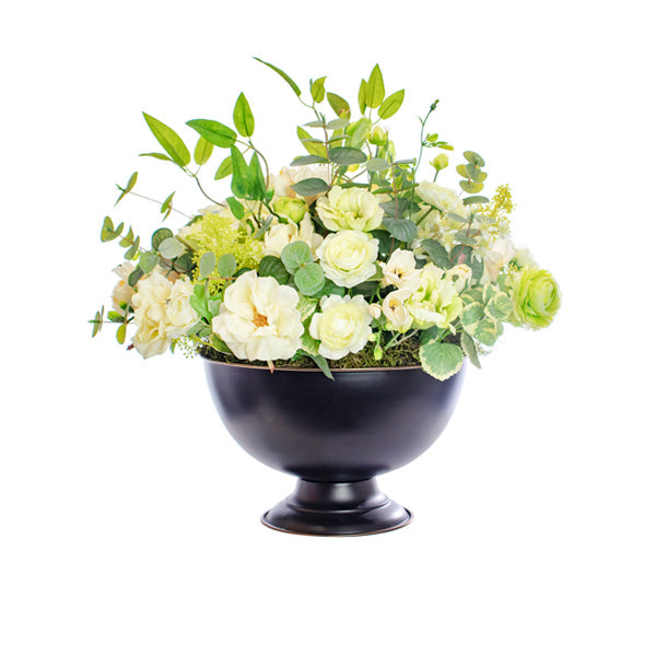 Faux Hydrangea, Ranunculus and Foliage Arrangement