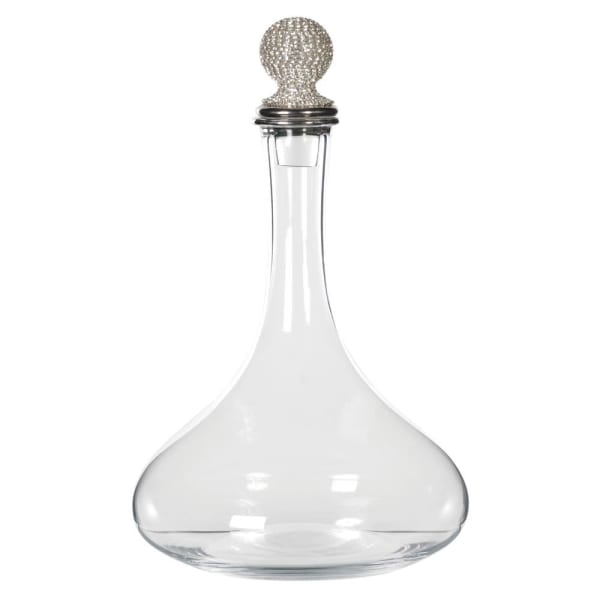 Silver Diamanté Ball Top Glass Decanter