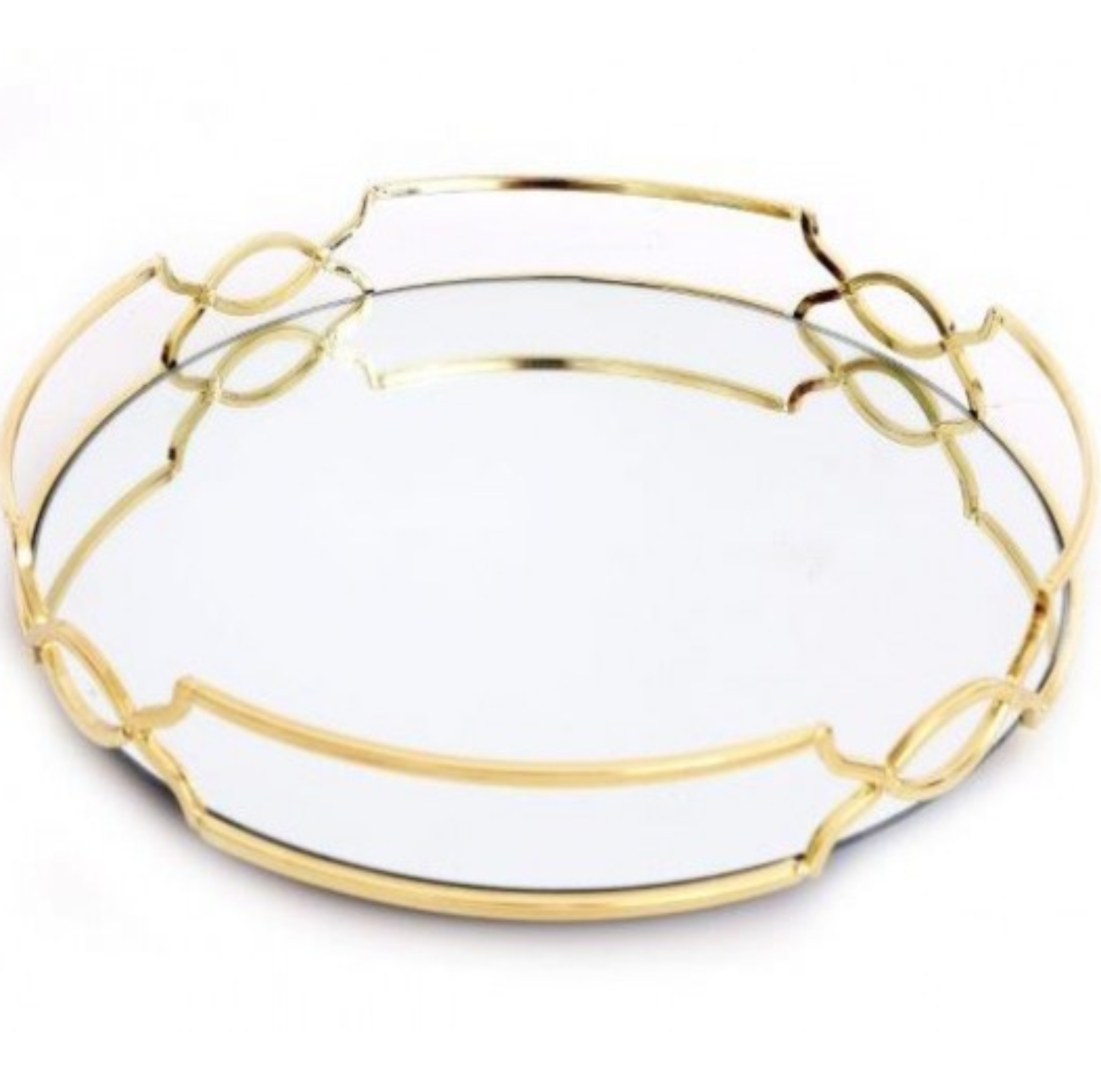 Gold Round Mirrored Tray