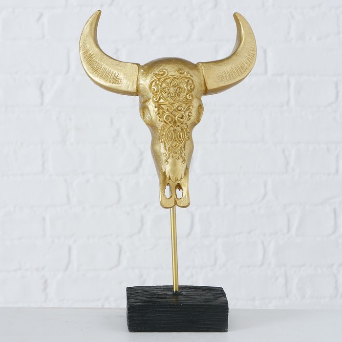 Gold Patterned Bison Skull Ornament