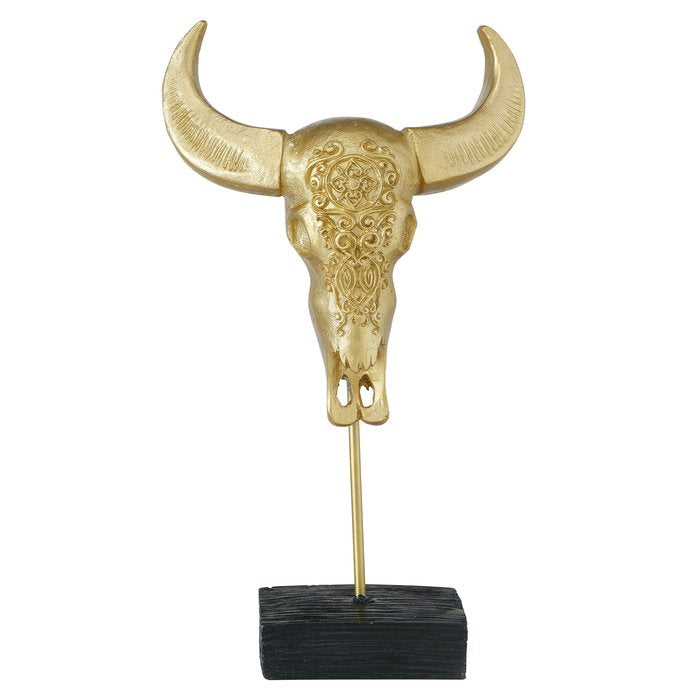 Gold Patterned Bison Skull Ornament