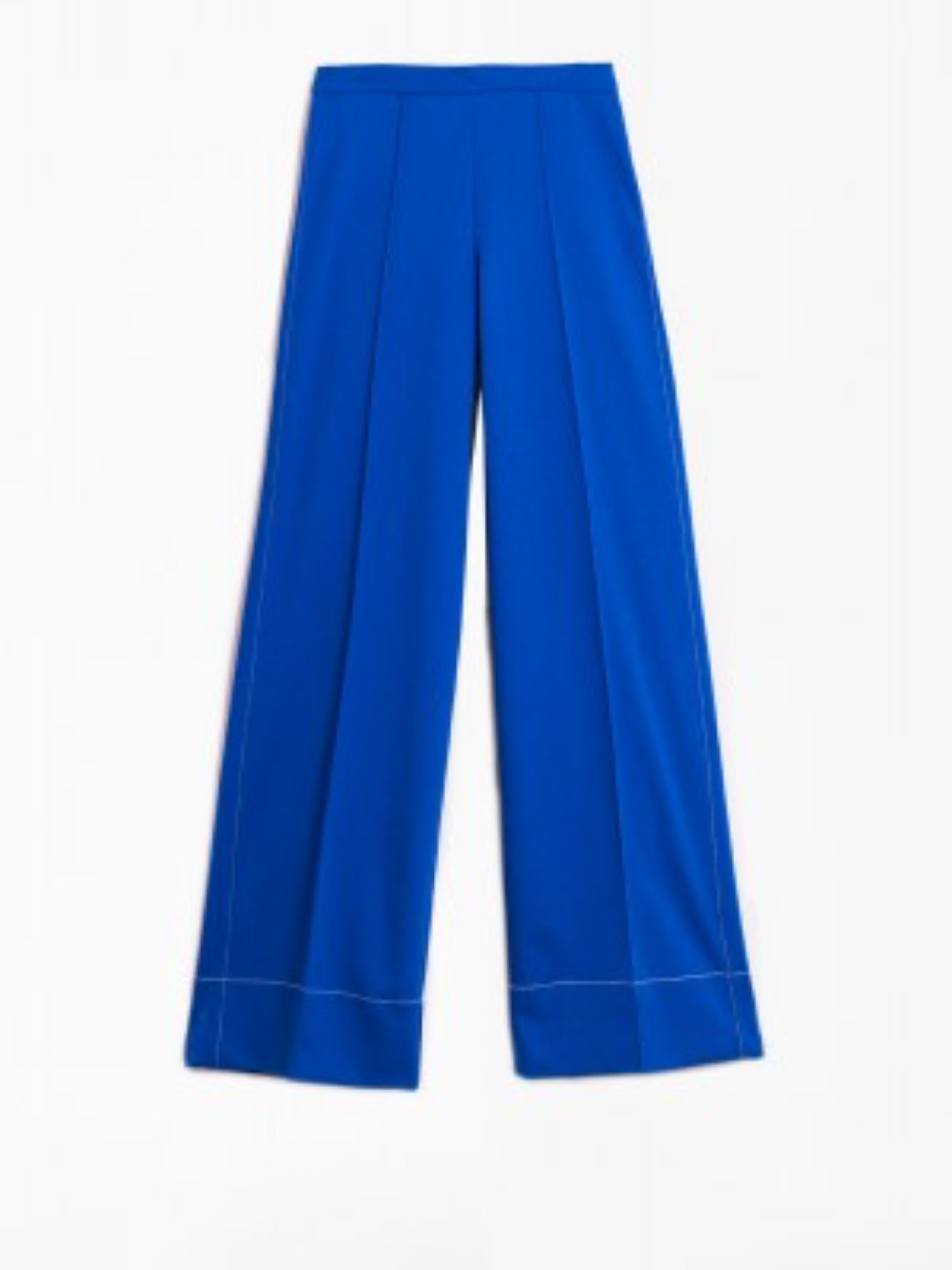 Vilagallo Beatriz Pull on Jersey Wide Leg Ocean Blue Trousers