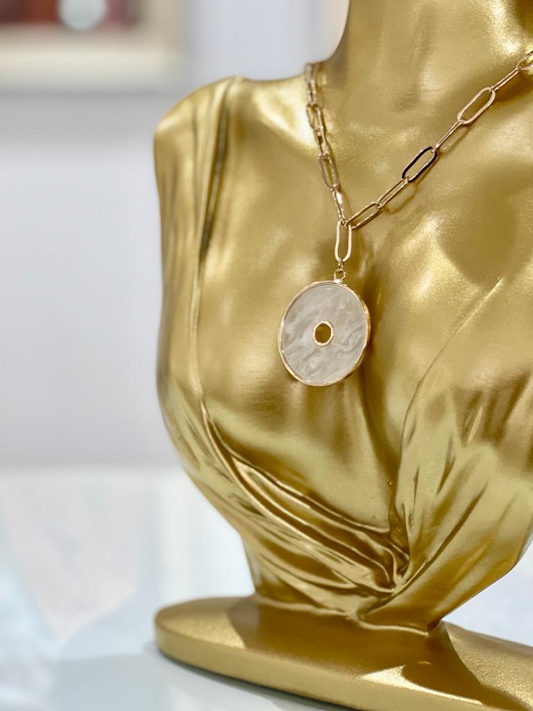 Gold Plated Round Pendant Necklace