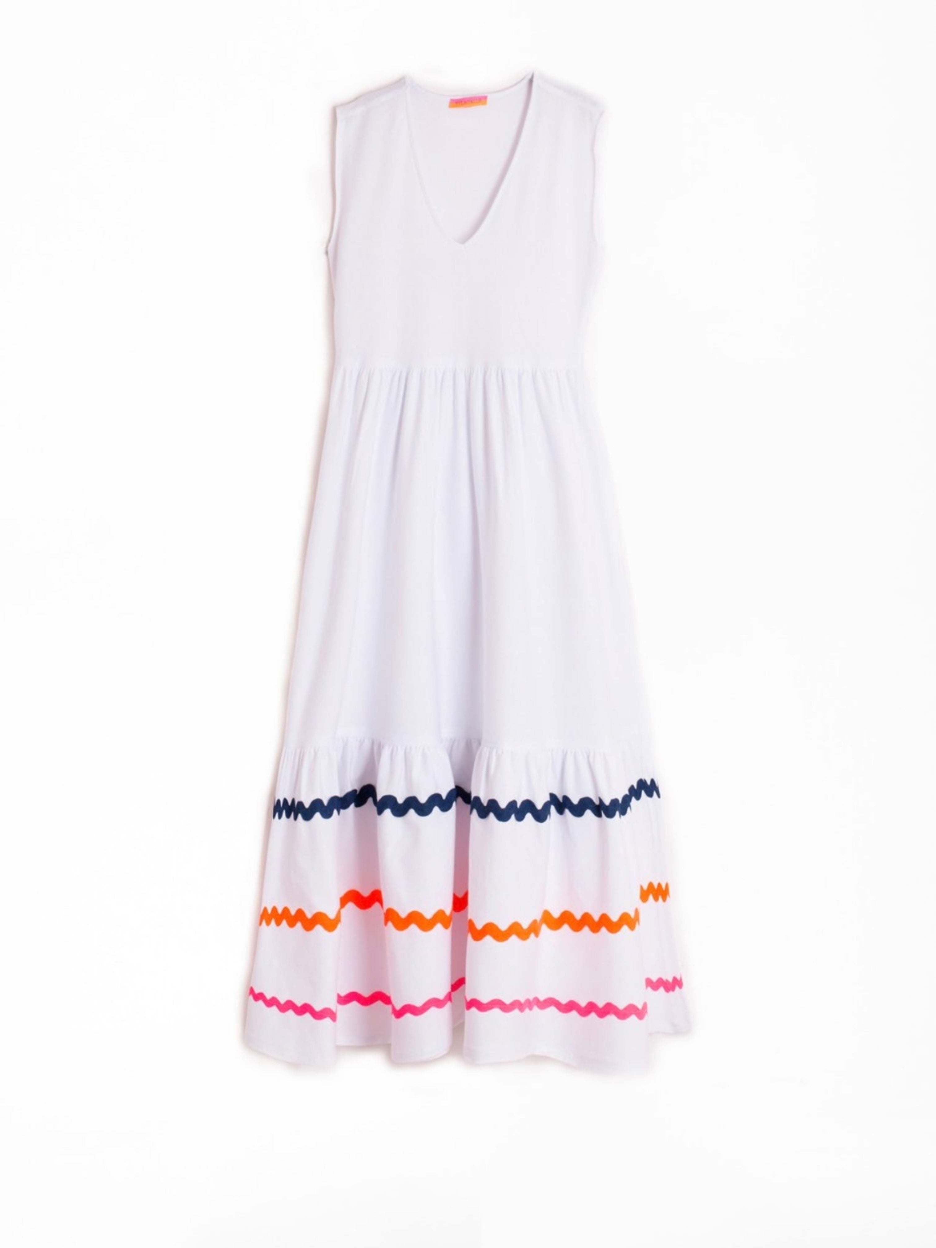 Vilagallo Annetta V-Neck Ruffled White Dress