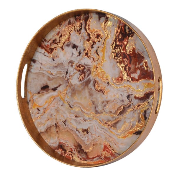 Round Marble Effect Decorative Tray
