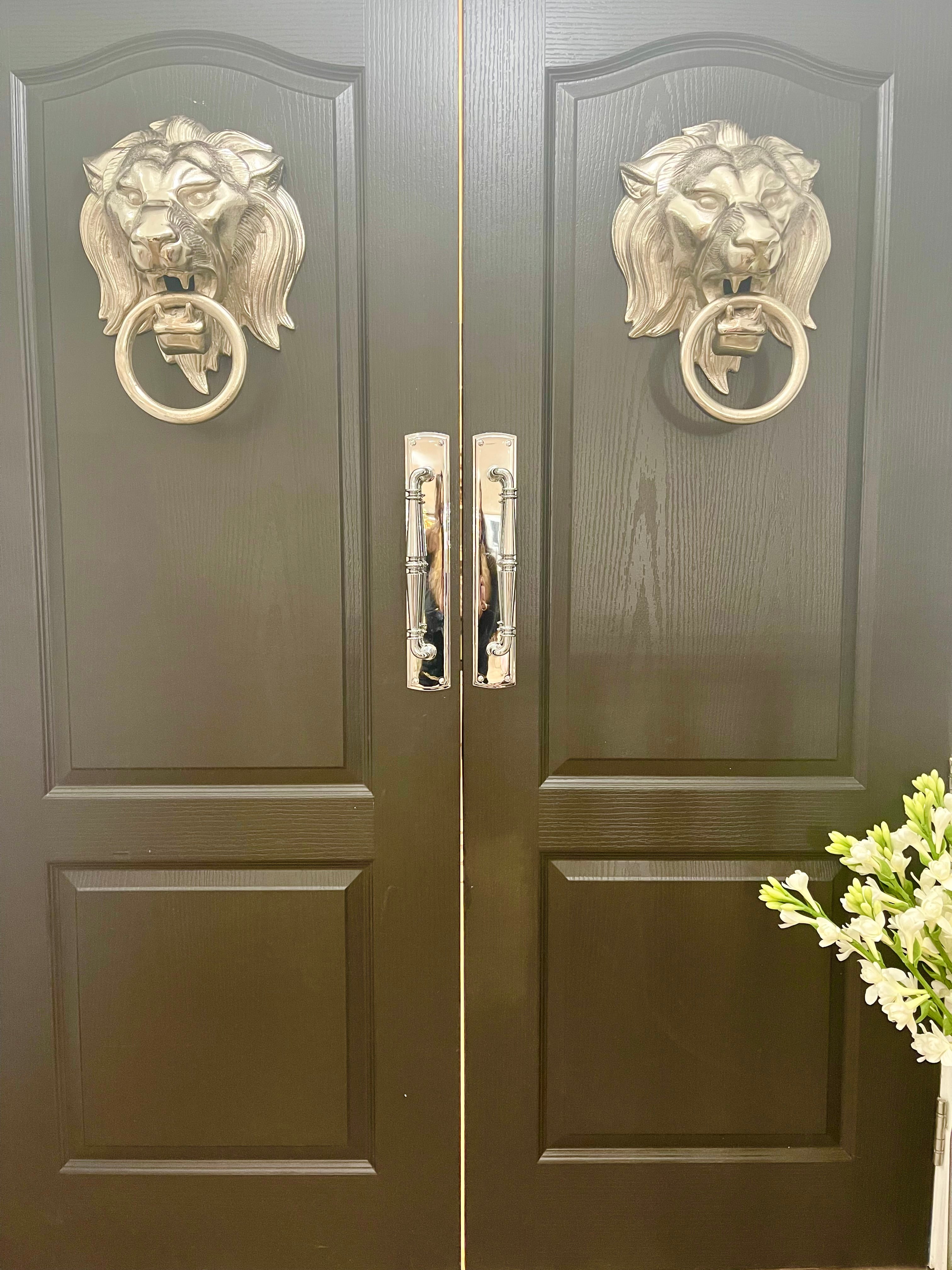 Extra Large Silver Lion Head Door Knocker