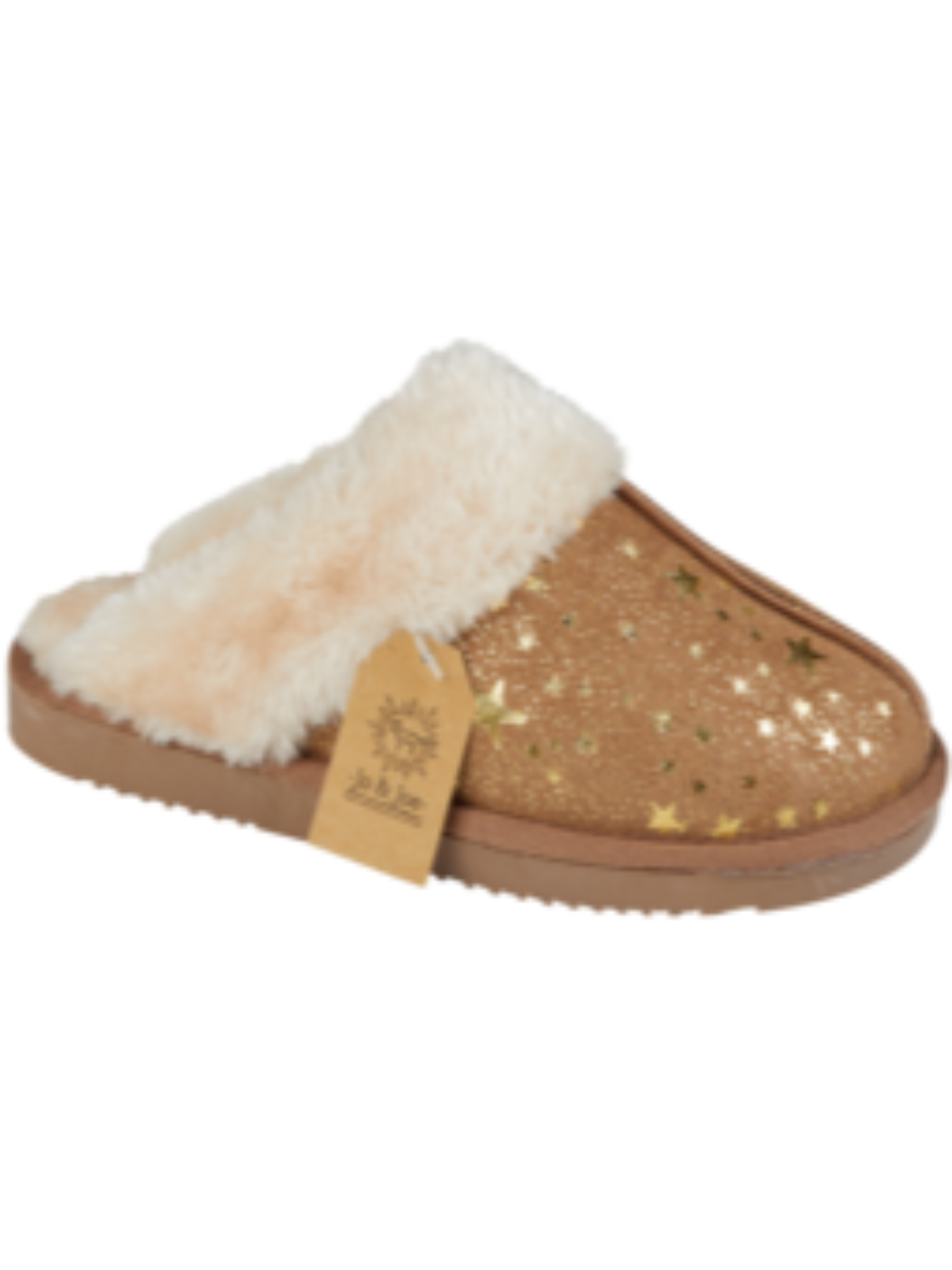 Tan Slipper with Gold Stars