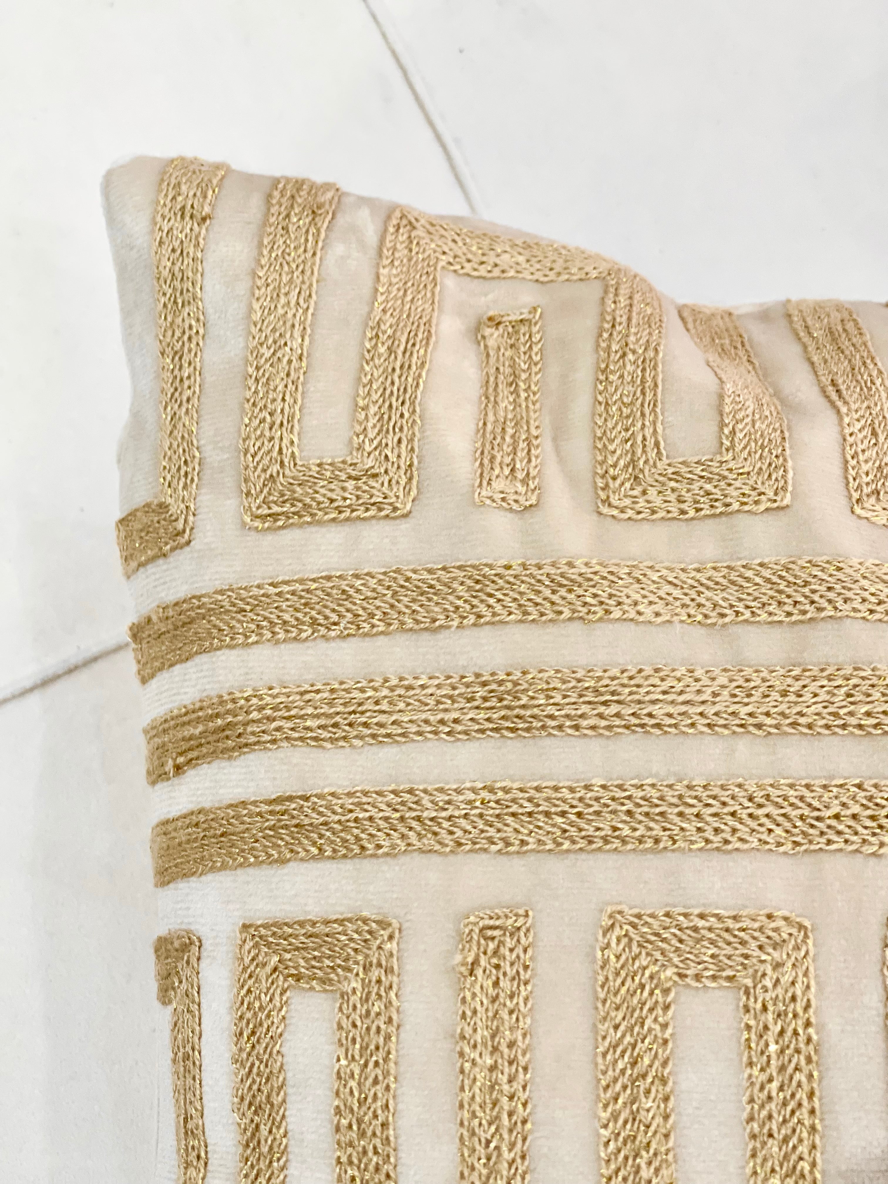 Gold Embroidered Square Cushion
