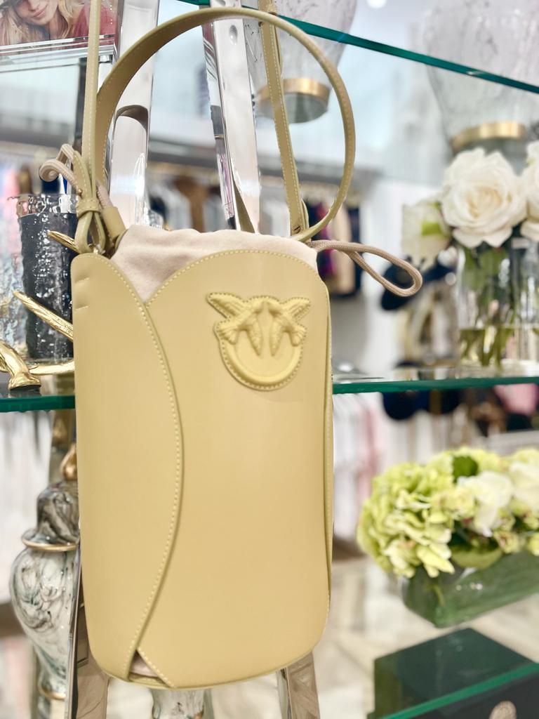 Pinko Summer Bloom Leather Handbag in Banana