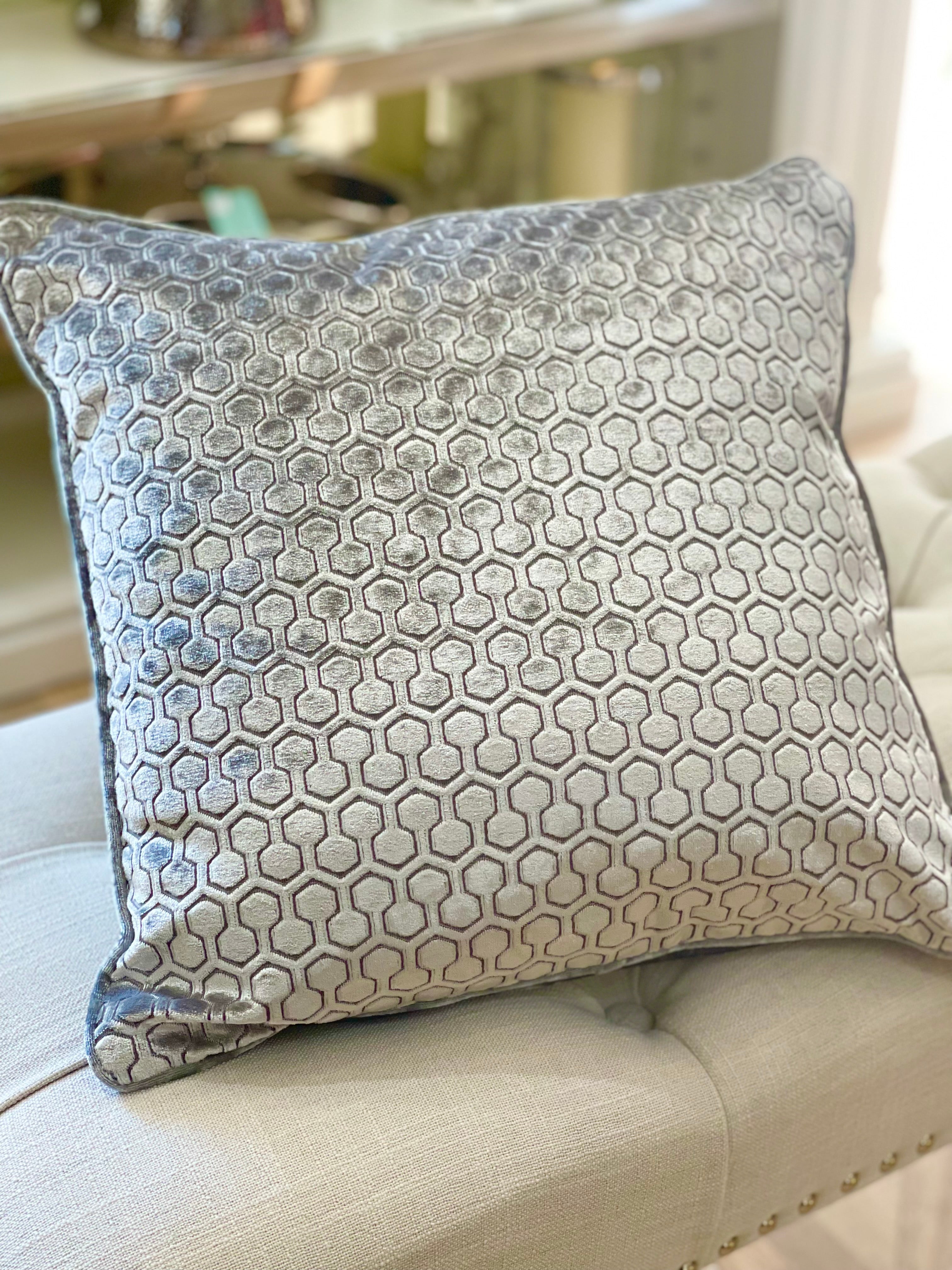 Silver Velvet Square Cushion