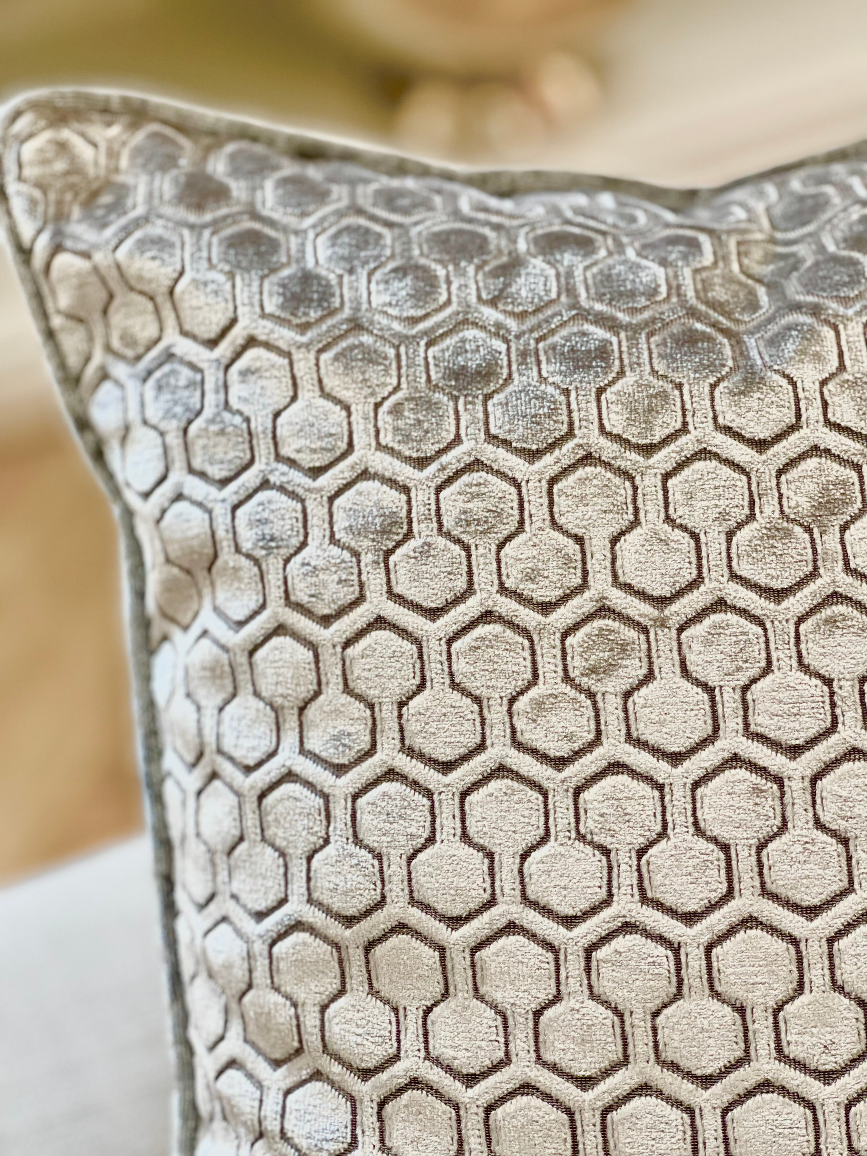 Silver Velvet Square Cushion