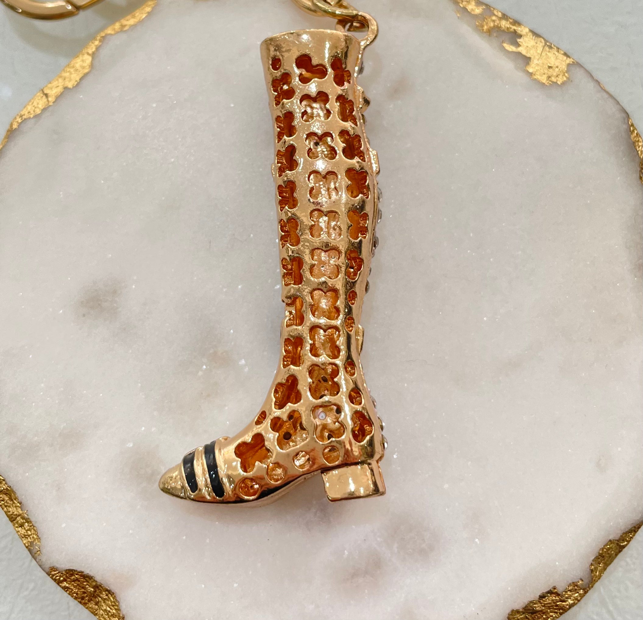 Gold Plated Diamanté Riding Boot Key Ring