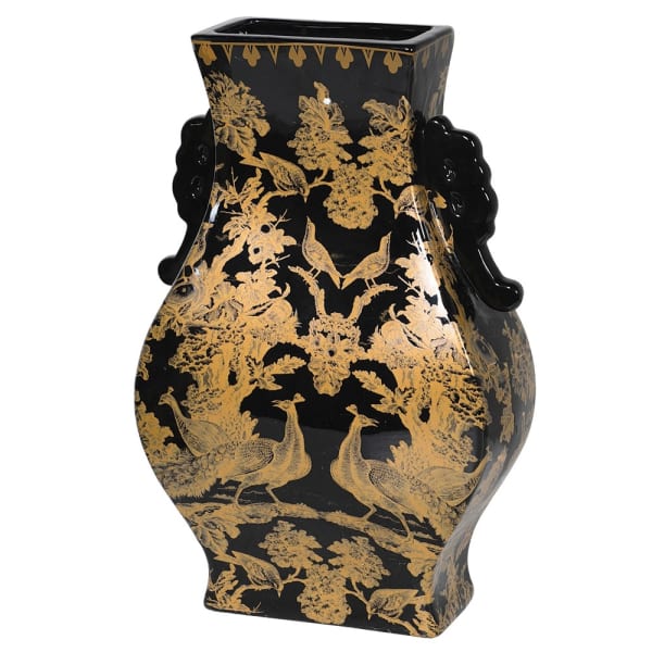 Black and Gold Ornate Porcelain Vase
