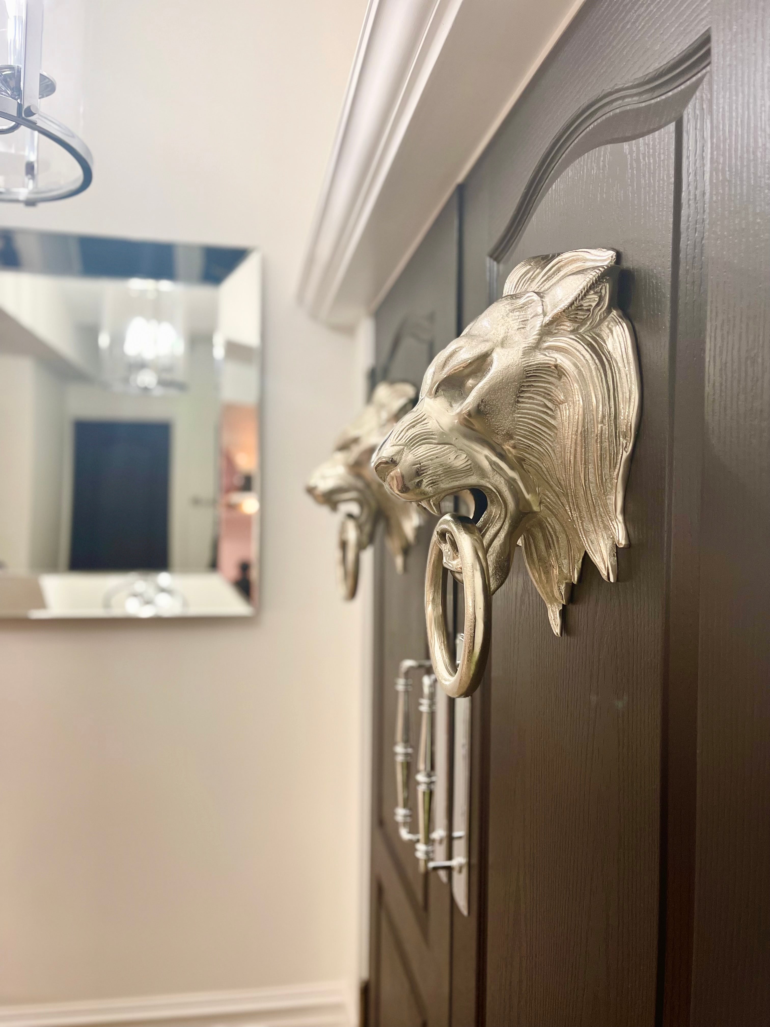 Extra Large Silver Lion Head Door Knocker